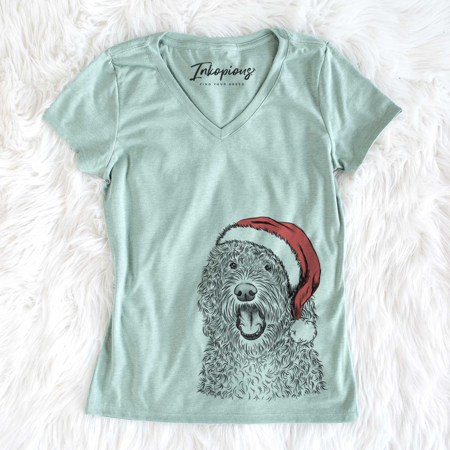 Santa Phillip the Portuguese Water Dog - Women's V-neck Shirt