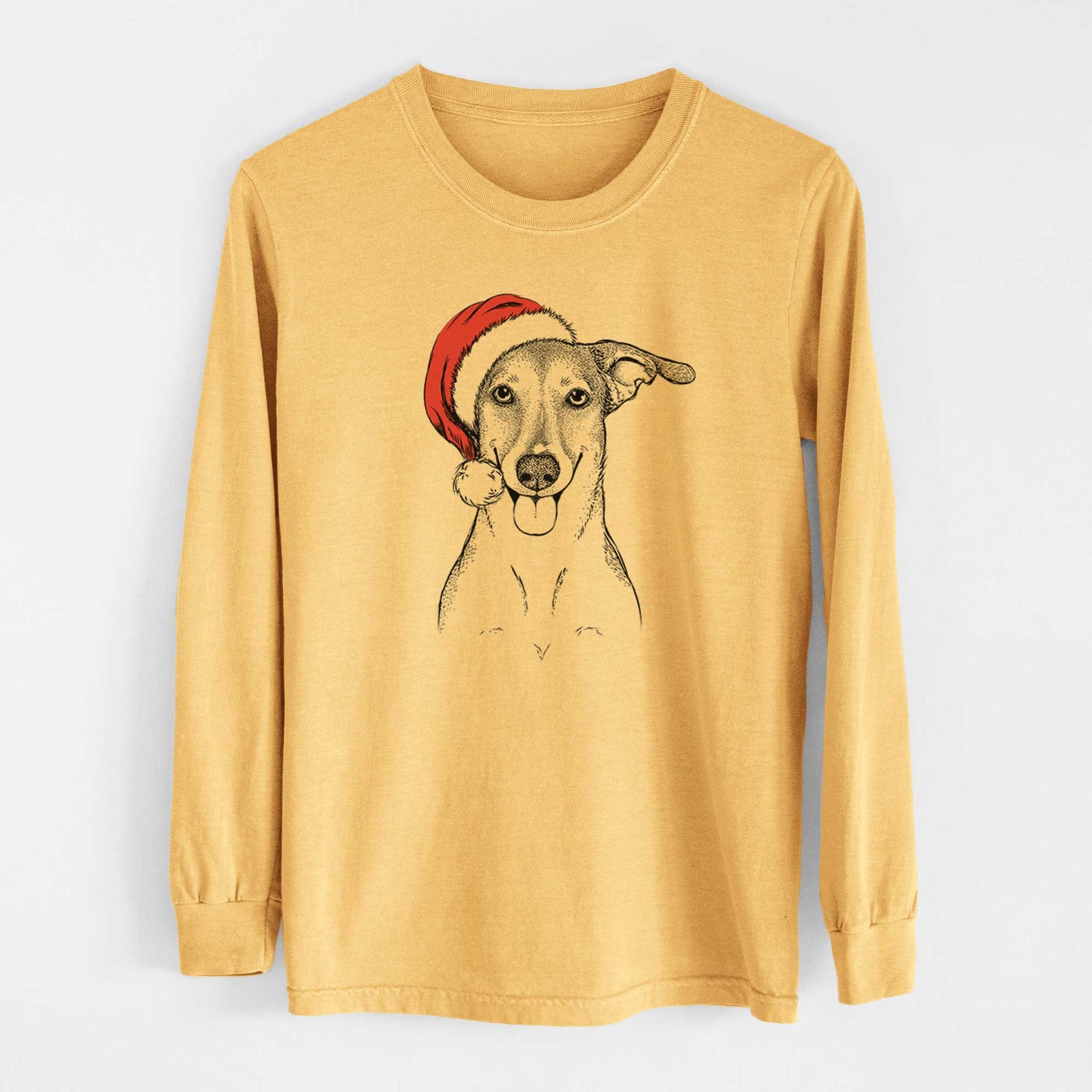 Santa Phoebe the Corgi Mix - Heavyweight 100% Cotton Long Sleeve