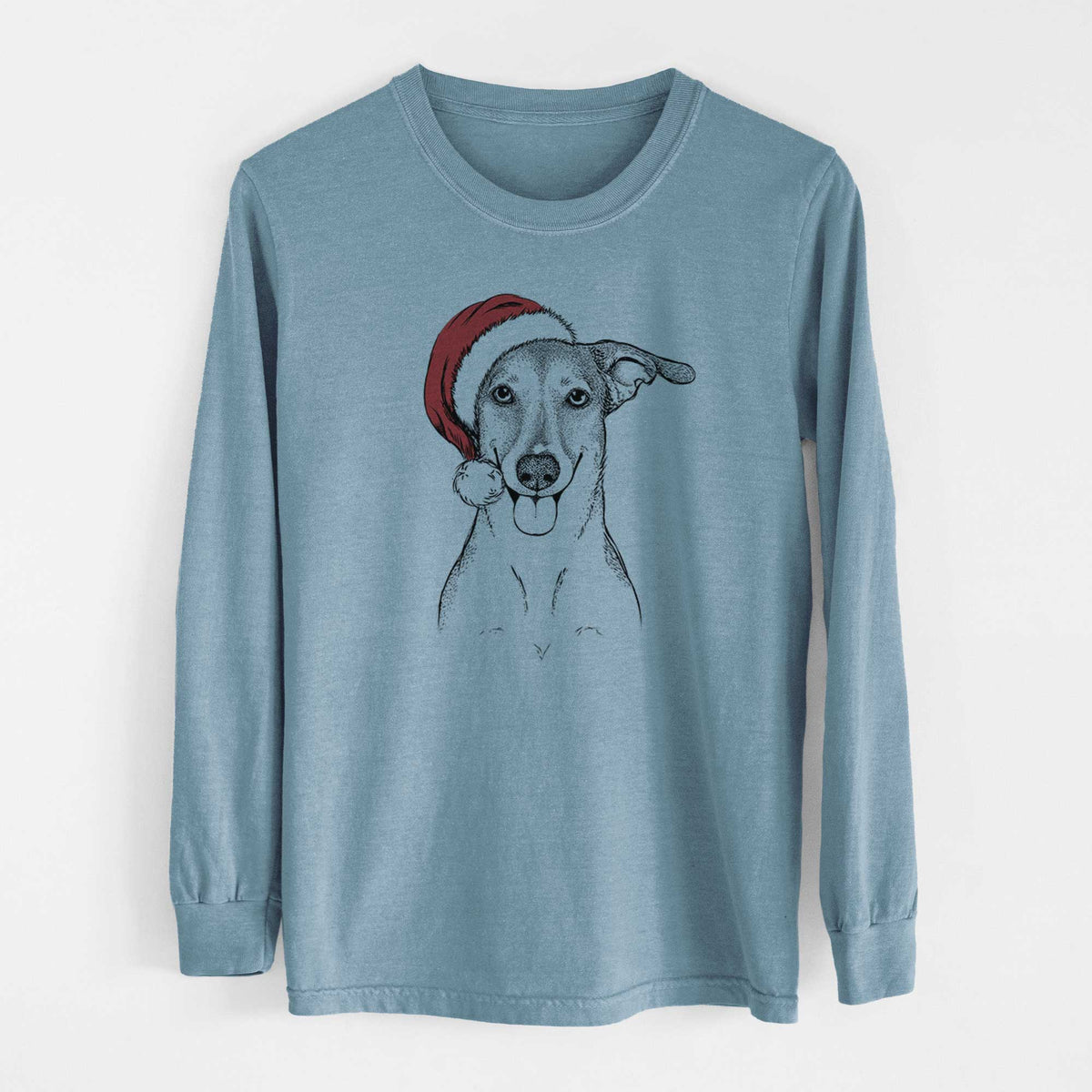 Santa Phoebe the Corgi Mix - Heavyweight 100% Cotton Long Sleeve