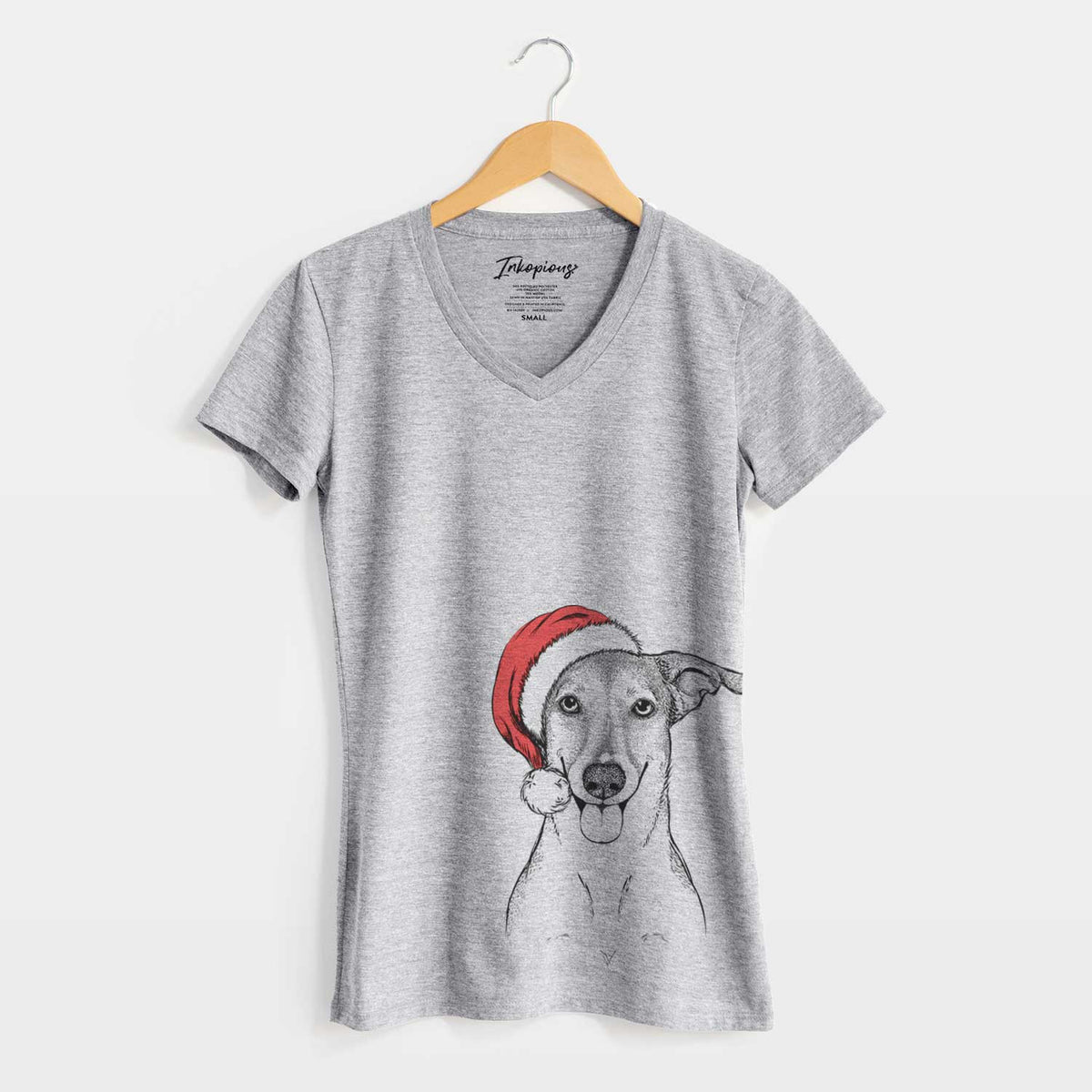 Santa Phoebe the Corgi Mix - Women's V-neck Shirt