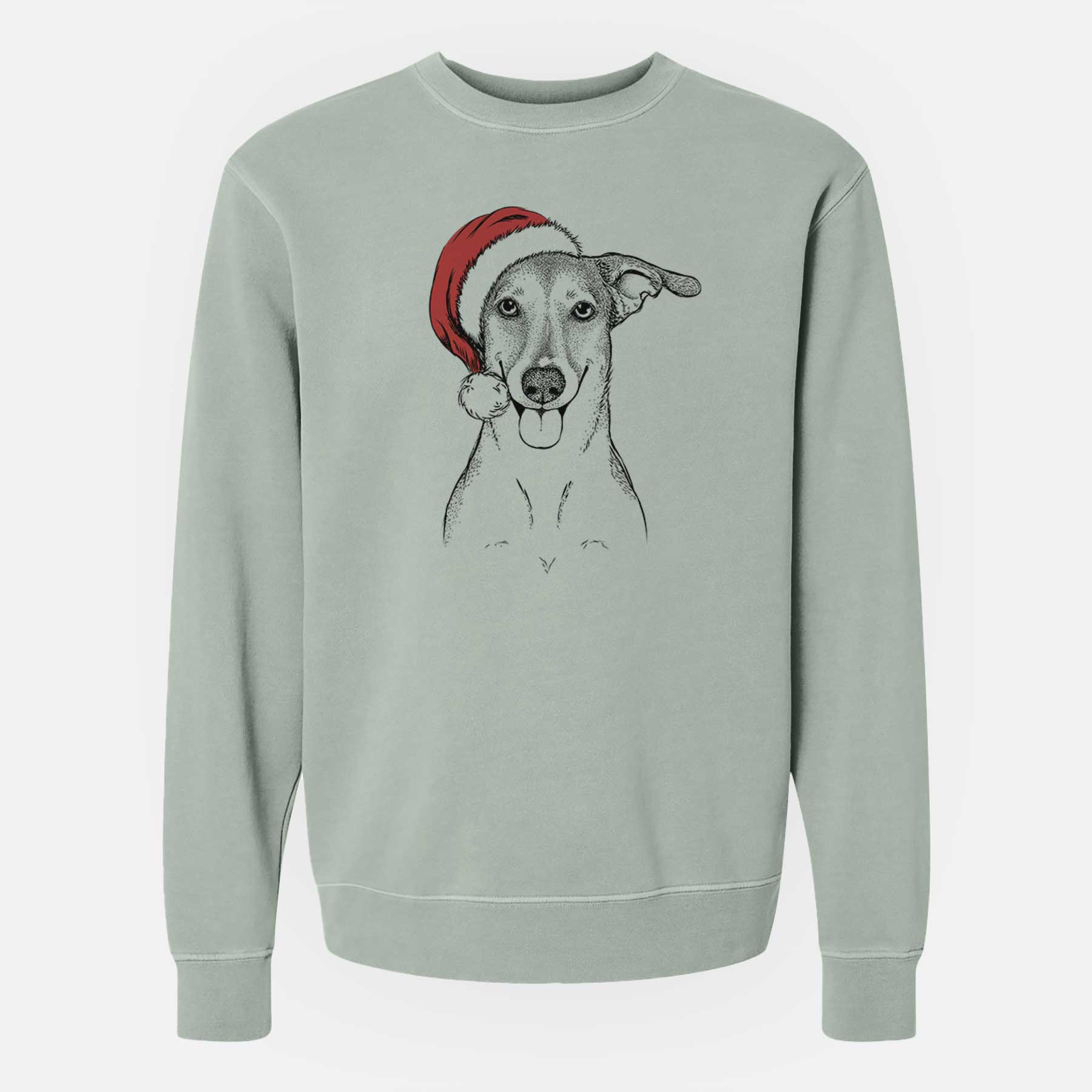 Santa Phoebe the Corgi Mix - Unisex Pigment Dyed Crew Sweatshirt