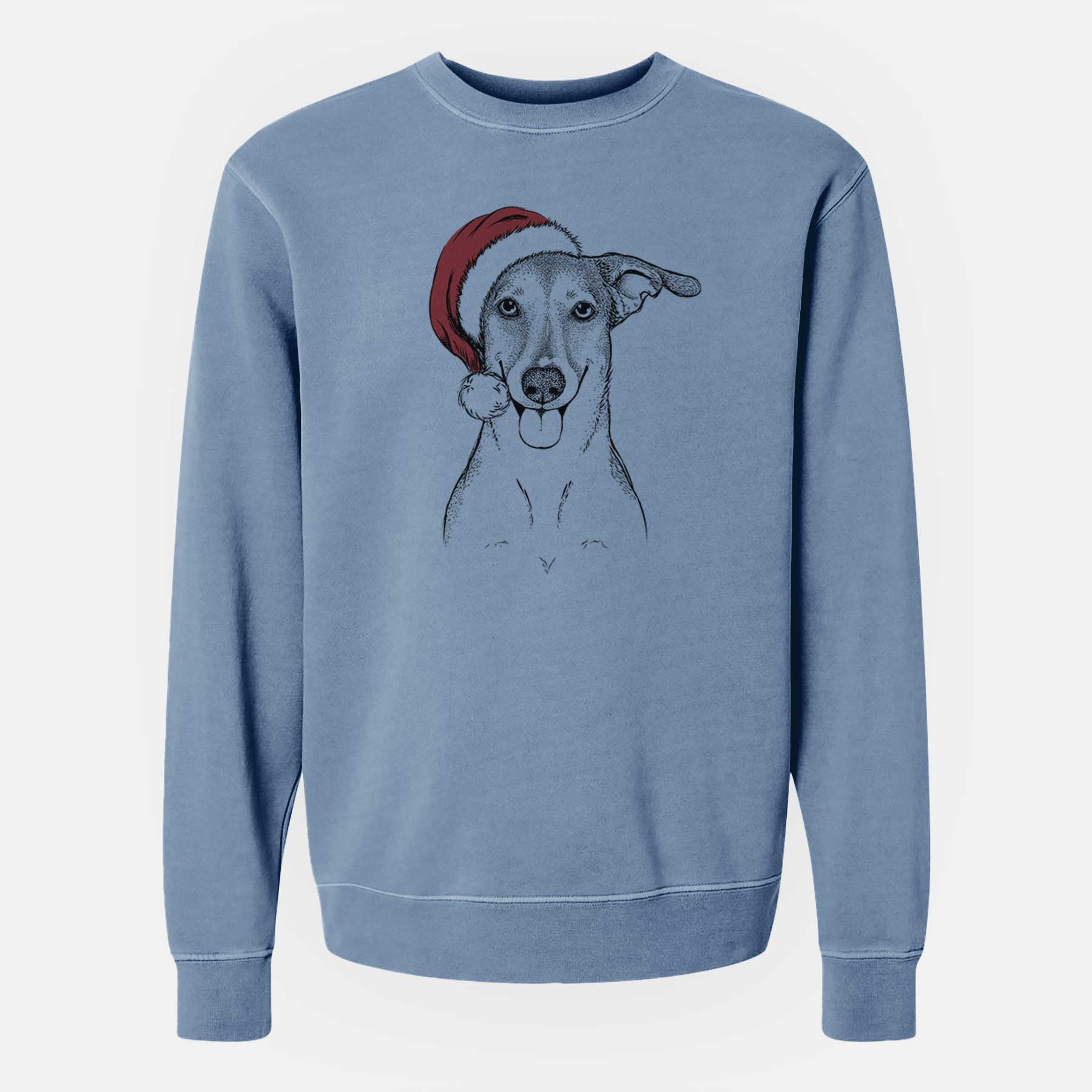 Santa Phoebe the Corgi Mix - Unisex Pigment Dyed Crew Sweatshirt