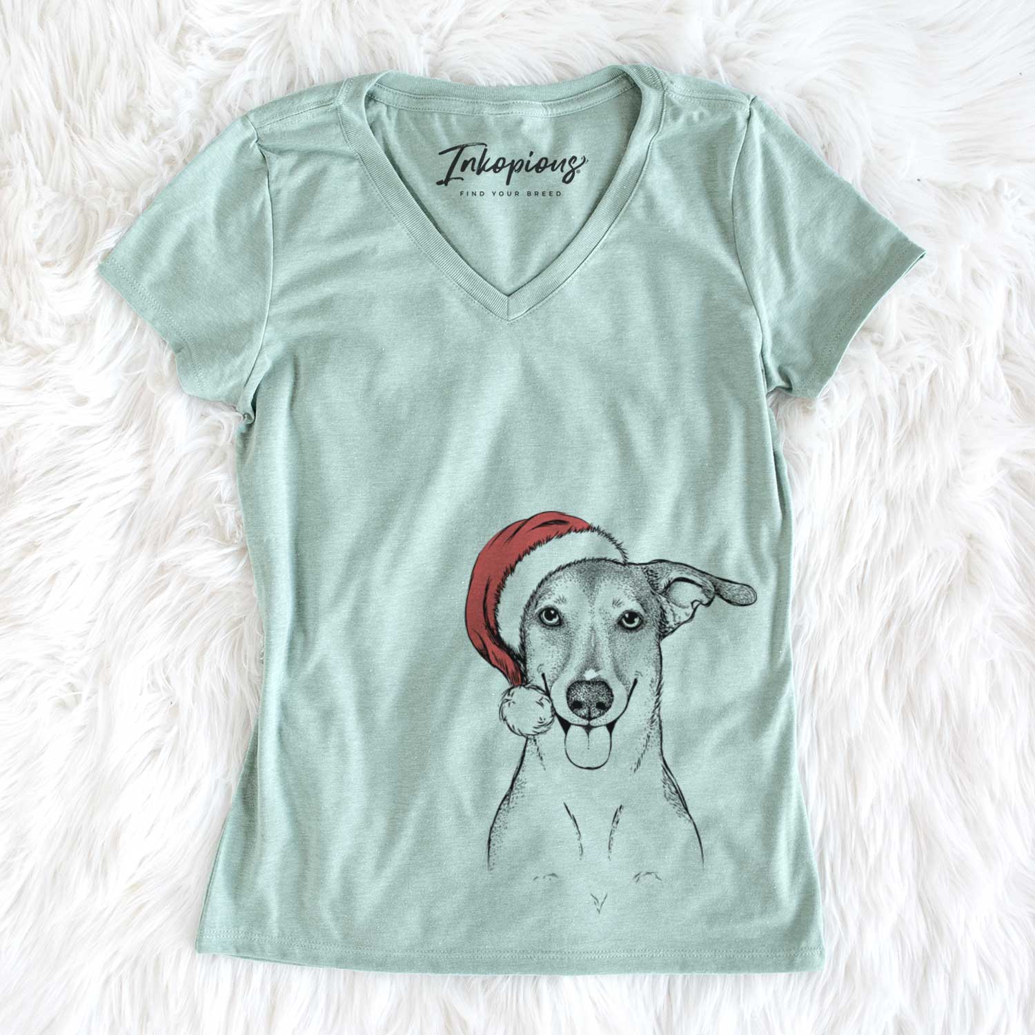 Santa Phoebe the Corgi Mix - Women's V-neck Shirt