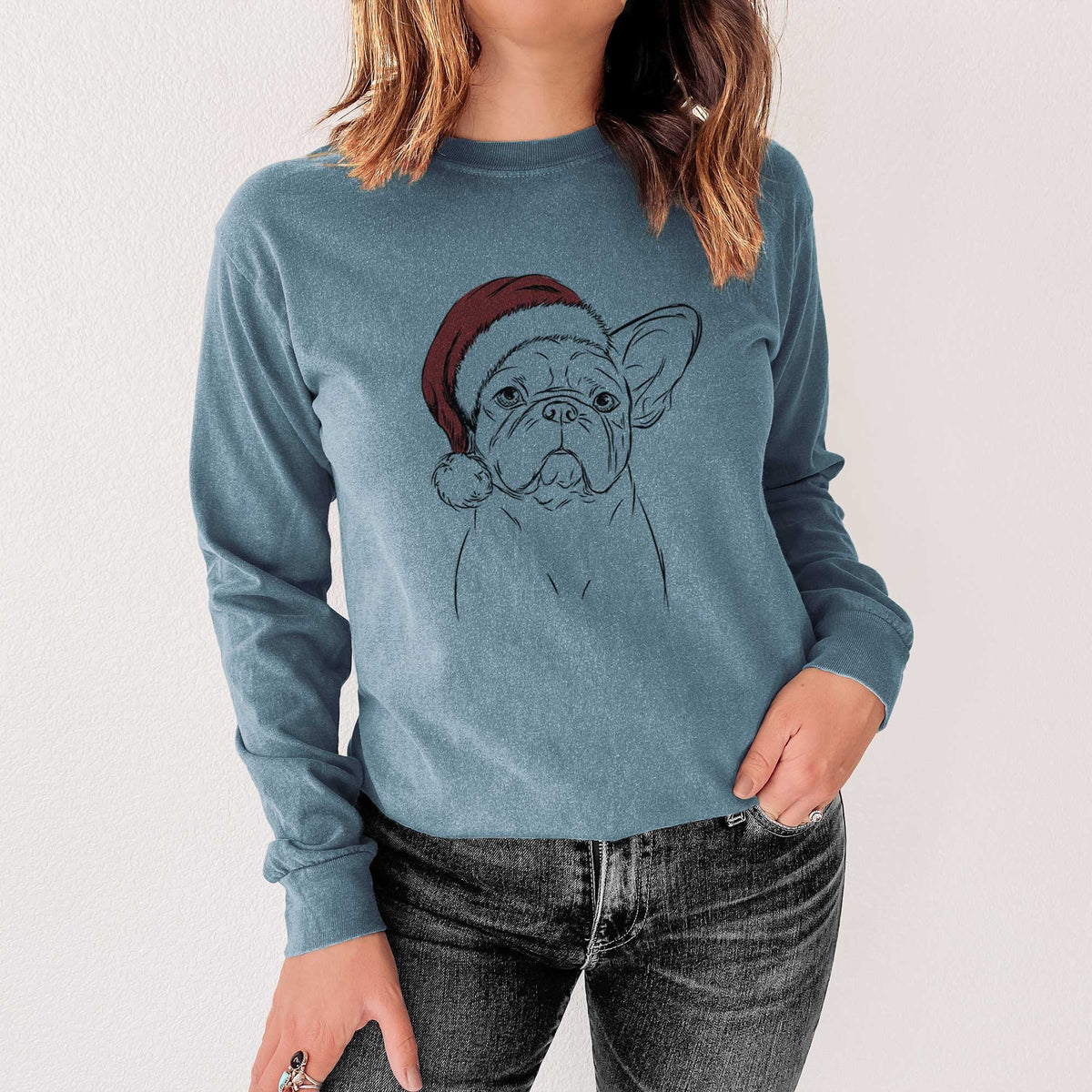 Santa Pierre the French Bulldog - Heavyweight 100% Cotton Long Sleeve