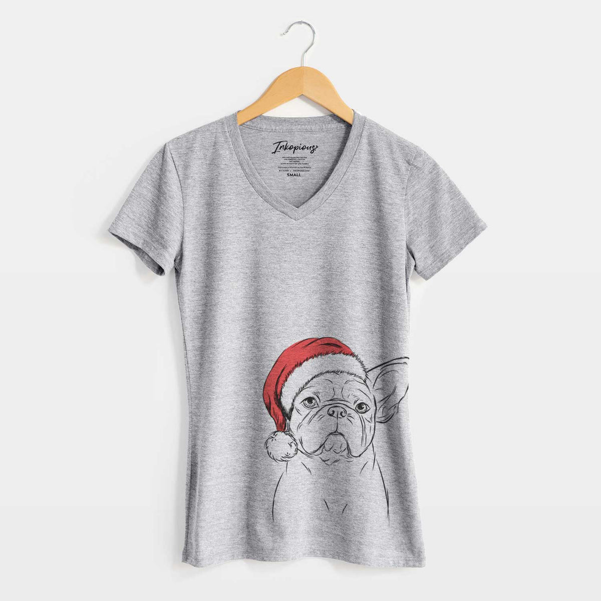 Santa Pierre the French Bulldog - Women's V-neck Shirt