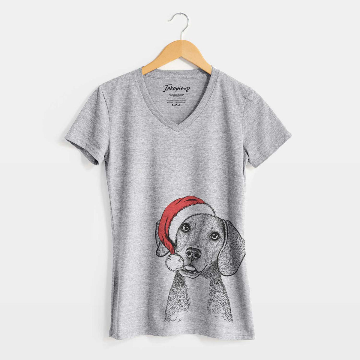 Santa Piggy the Beagle Mix - Women's V-neck Shirt