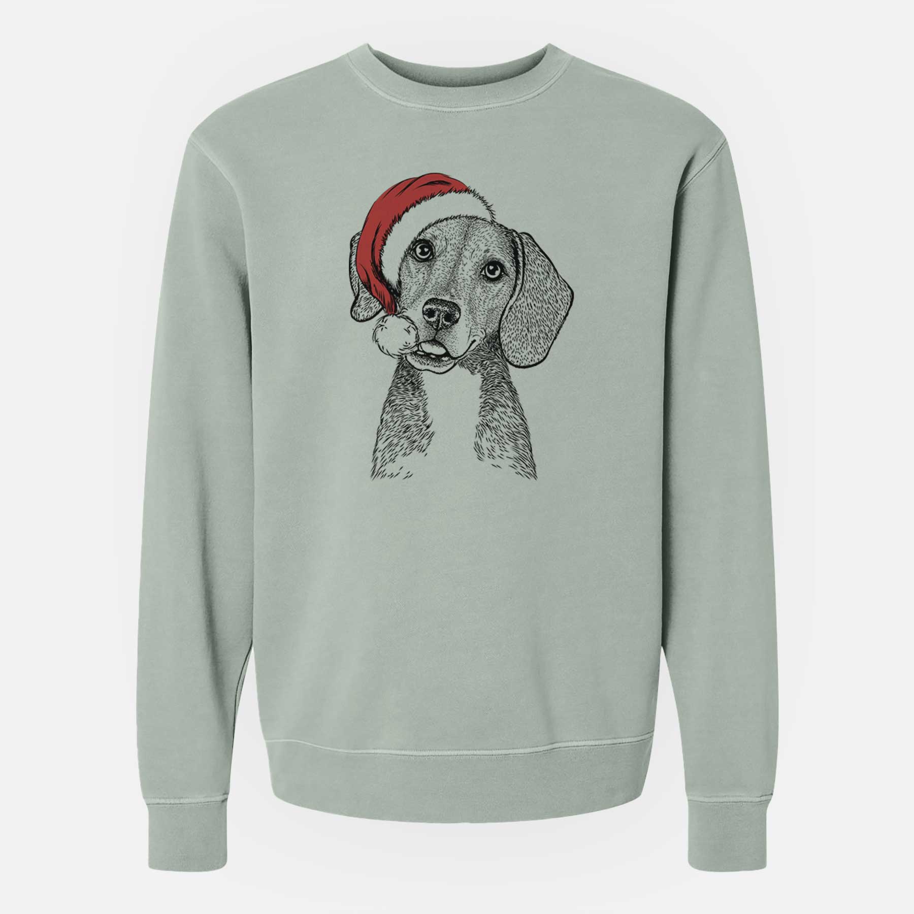 Santa Piggy the Beagle Mix - Unisex Pigment Dyed Crew Sweatshirt