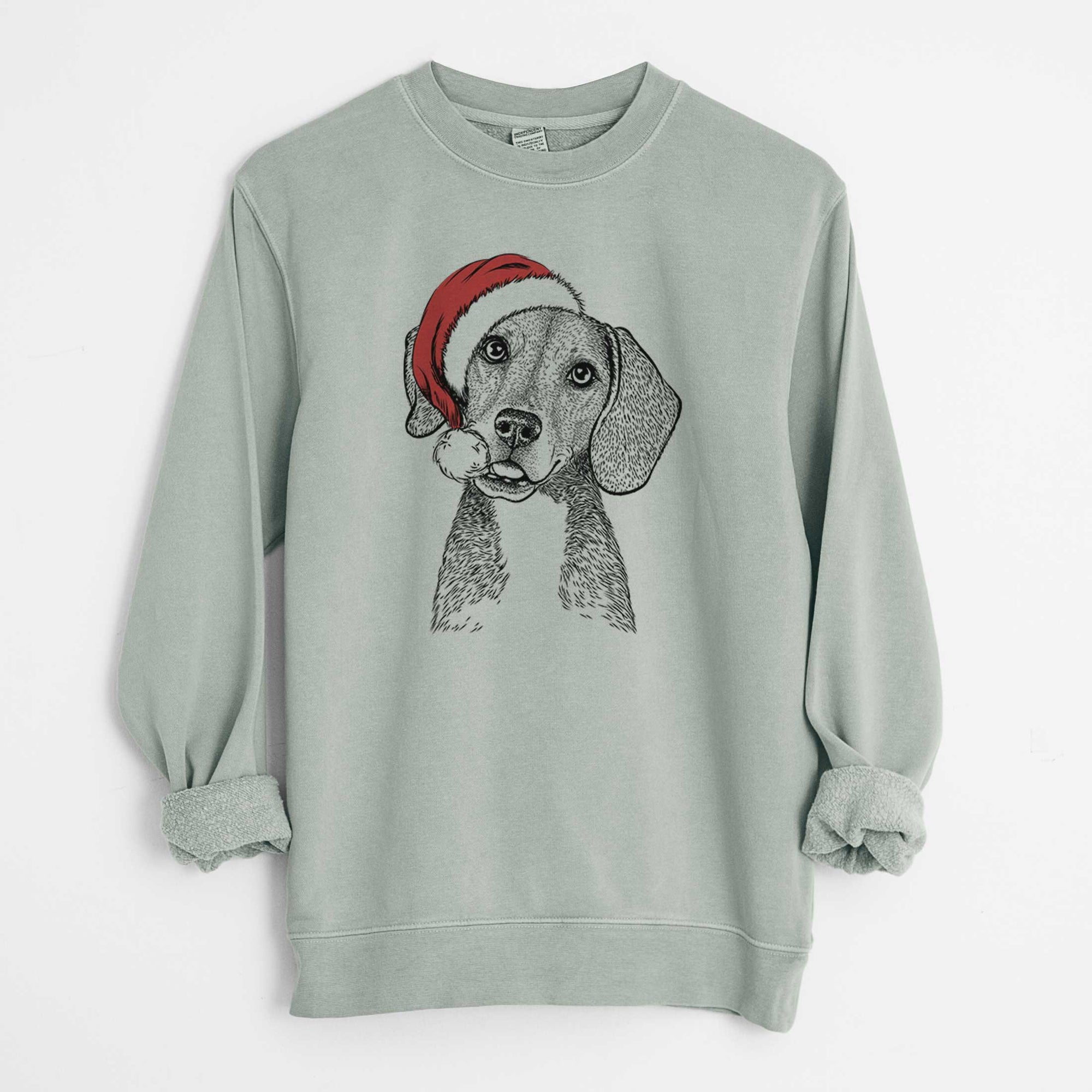 Santa Piggy the Beagle Mix - Unisex Pigment Dyed Crew Sweatshirt