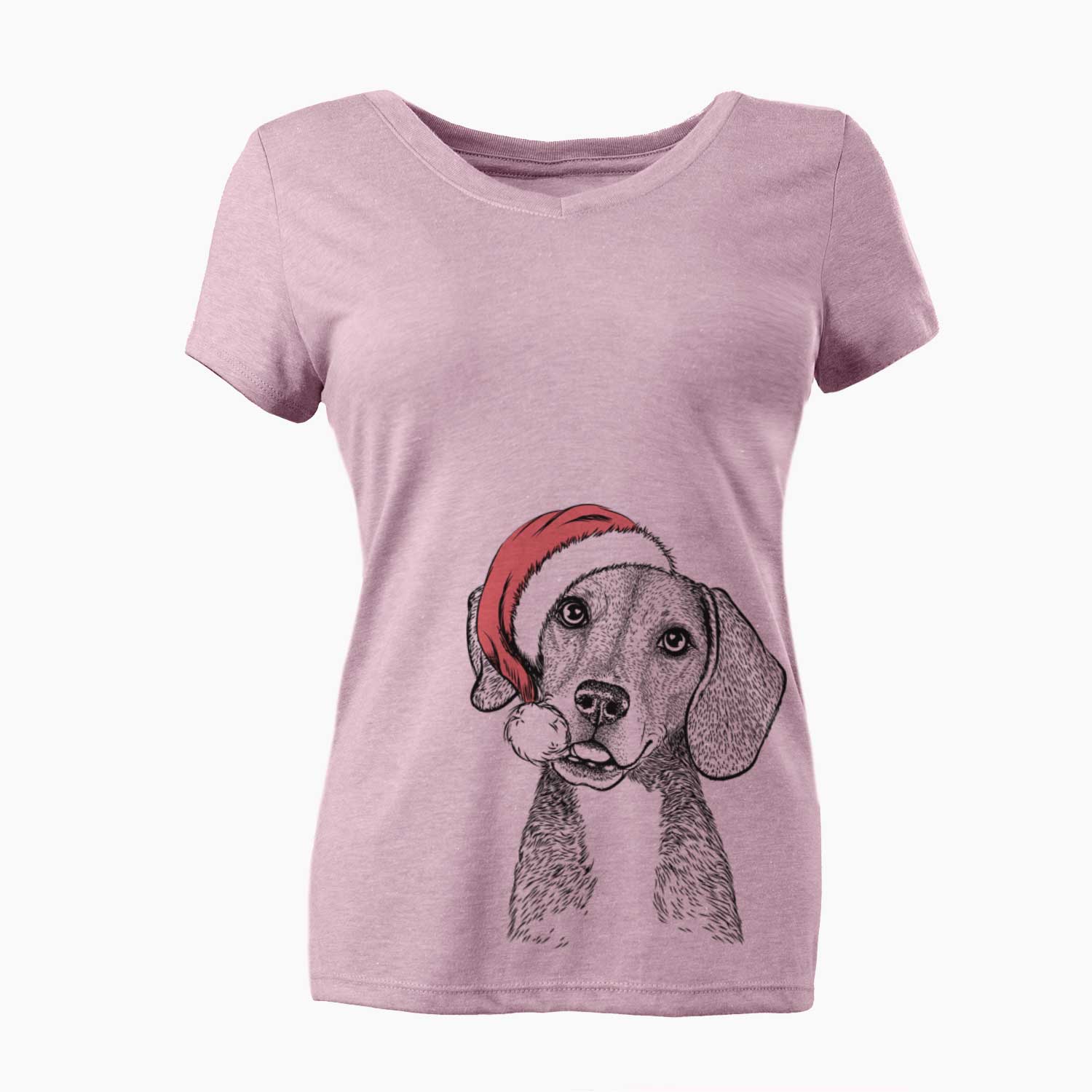 Santa Piggy the Beagle Mix - Women's V-neck Shirt