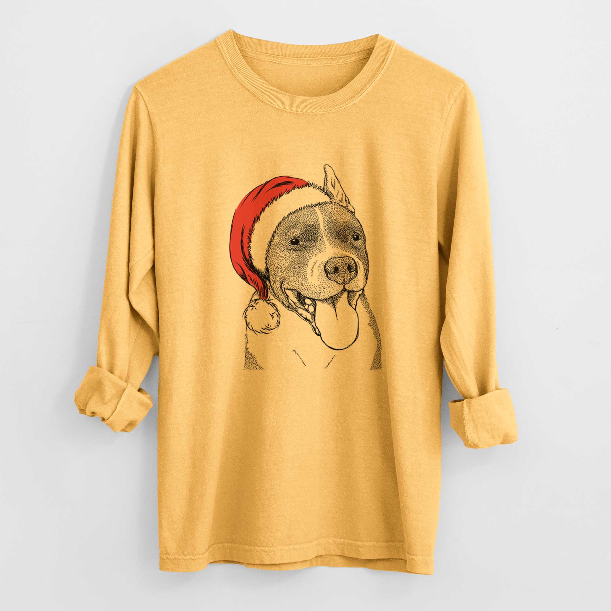 Santa Piggy the American Staffordshire Terrier - Heavyweight 100% Cotton Long Sleeve