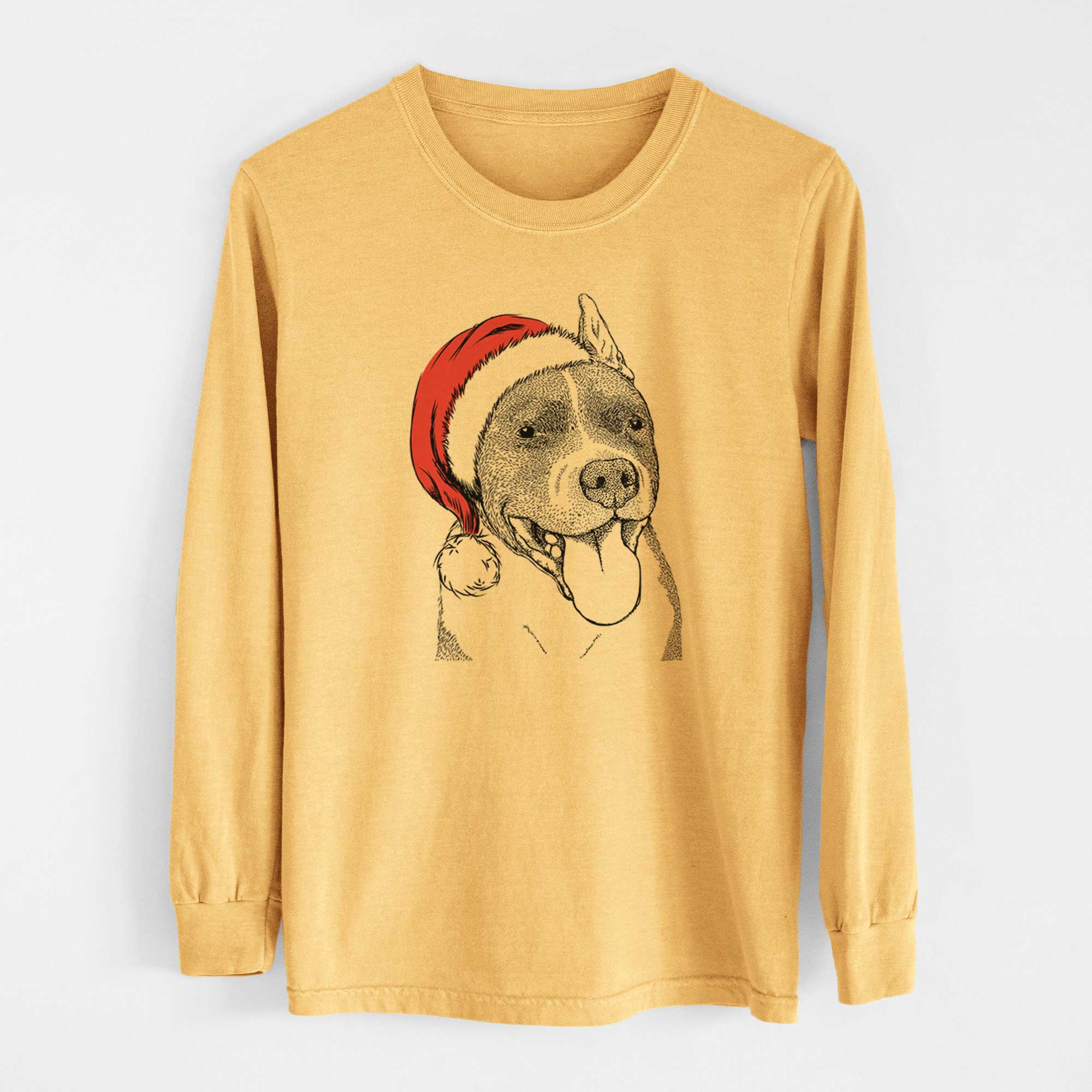 Santa Piggy the American Staffordshire Terrier - Heavyweight 100% Cotton Long Sleeve