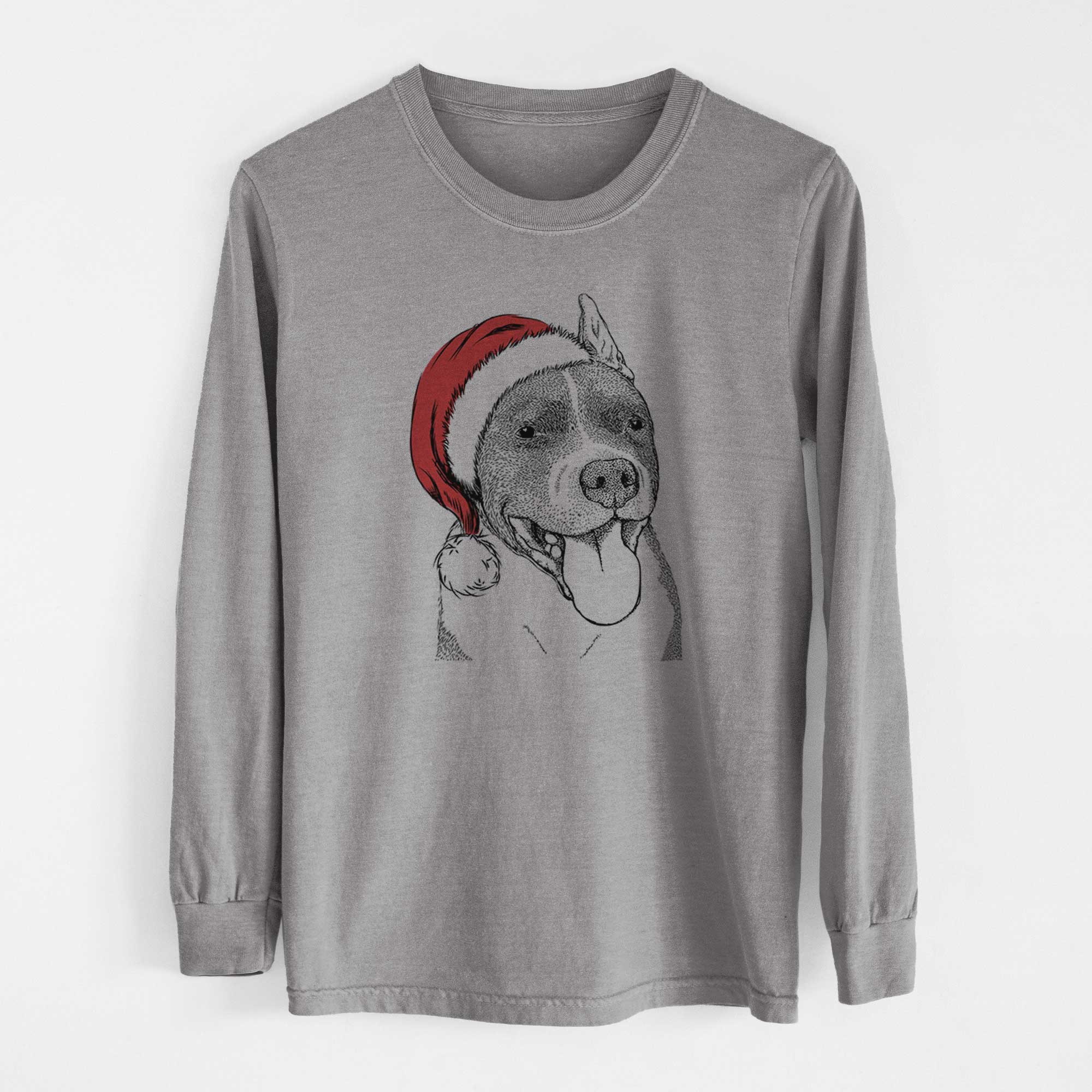 Santa Piggy the American Staffordshire Terrier - Heavyweight 100% Cotton Long Sleeve