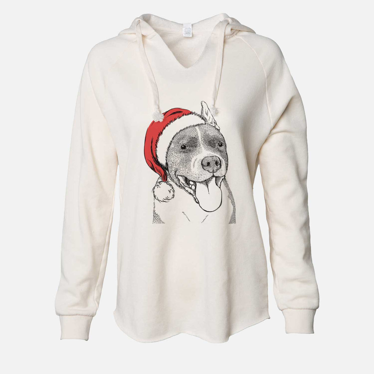 Santa Piggy the American Staffordshire Terrier - Cali Wave Hooded Sweatshirt