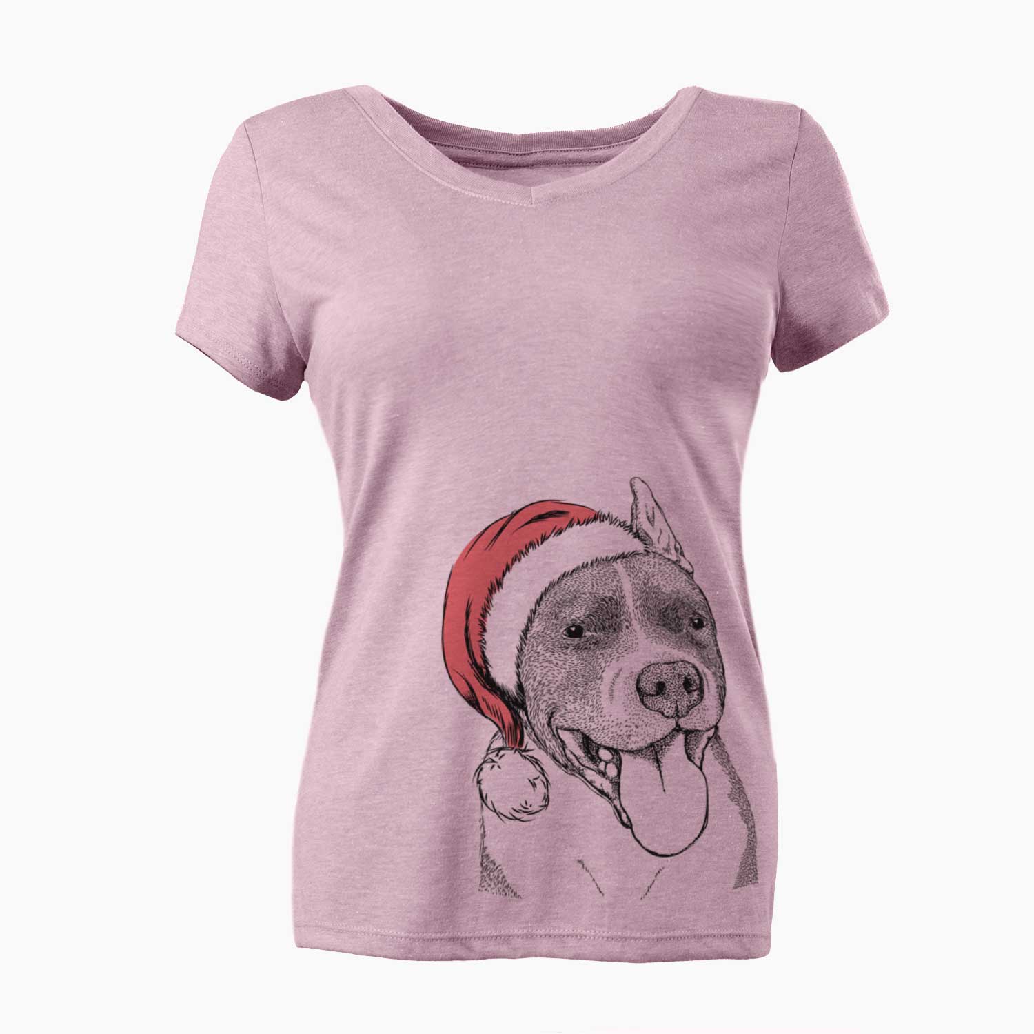 Santa Piggy the American Staffordshire Terrier - Women's V-neck Shirt