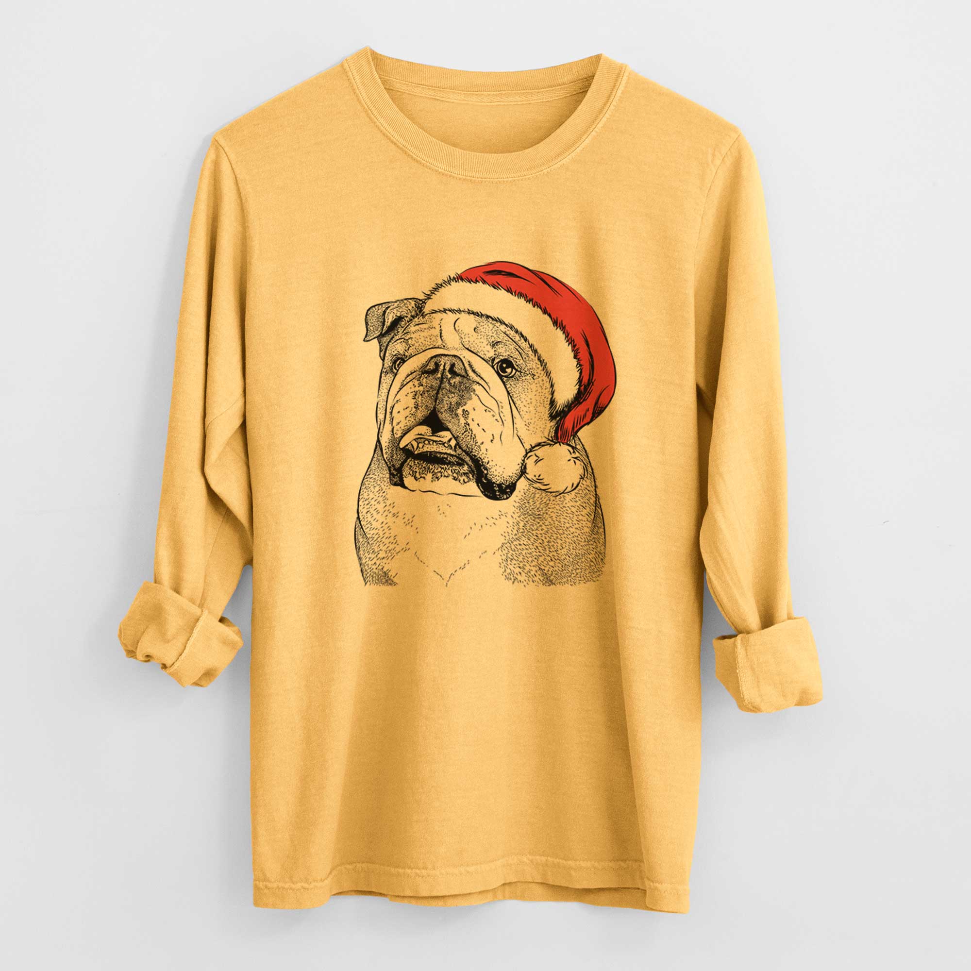 Santa Piggy the English Bulldog - Heavyweight 100% Cotton Long Sleeve