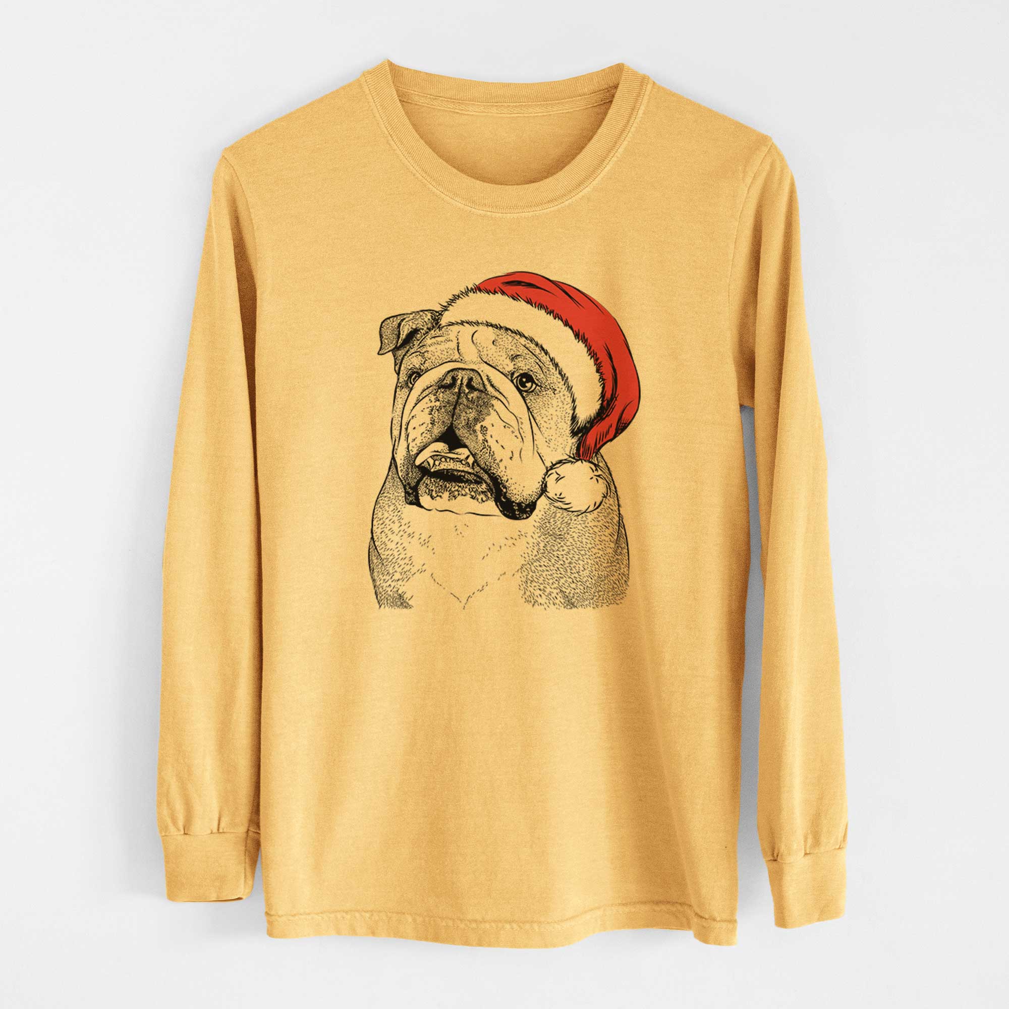 Santa Piggy the English Bulldog - Heavyweight 100% Cotton Long Sleeve