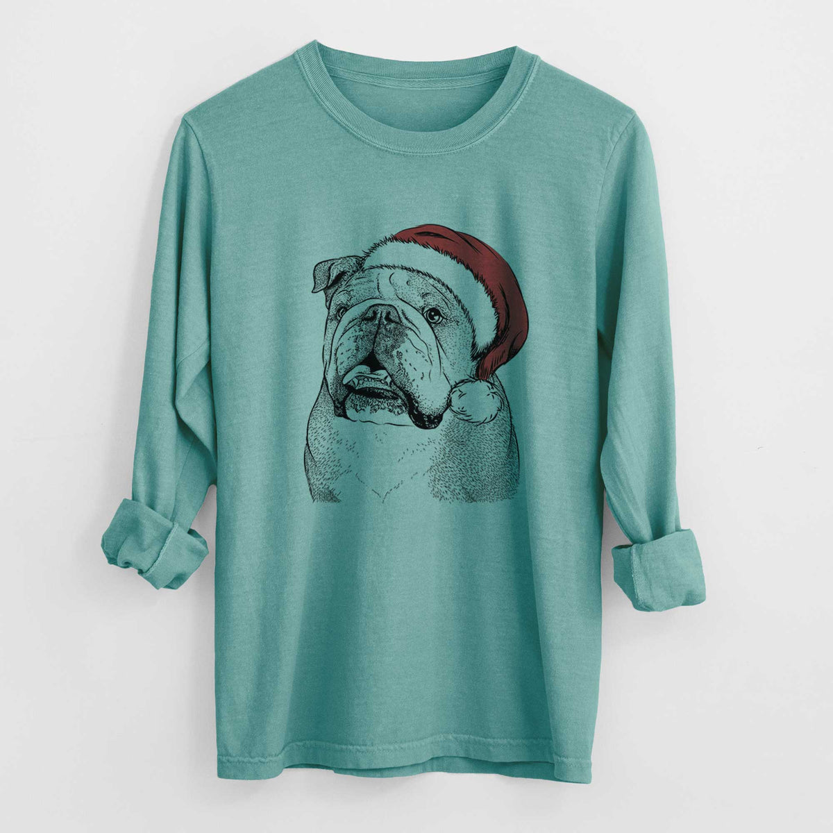 Santa Piggy the English Bulldog - Heavyweight 100% Cotton Long Sleeve