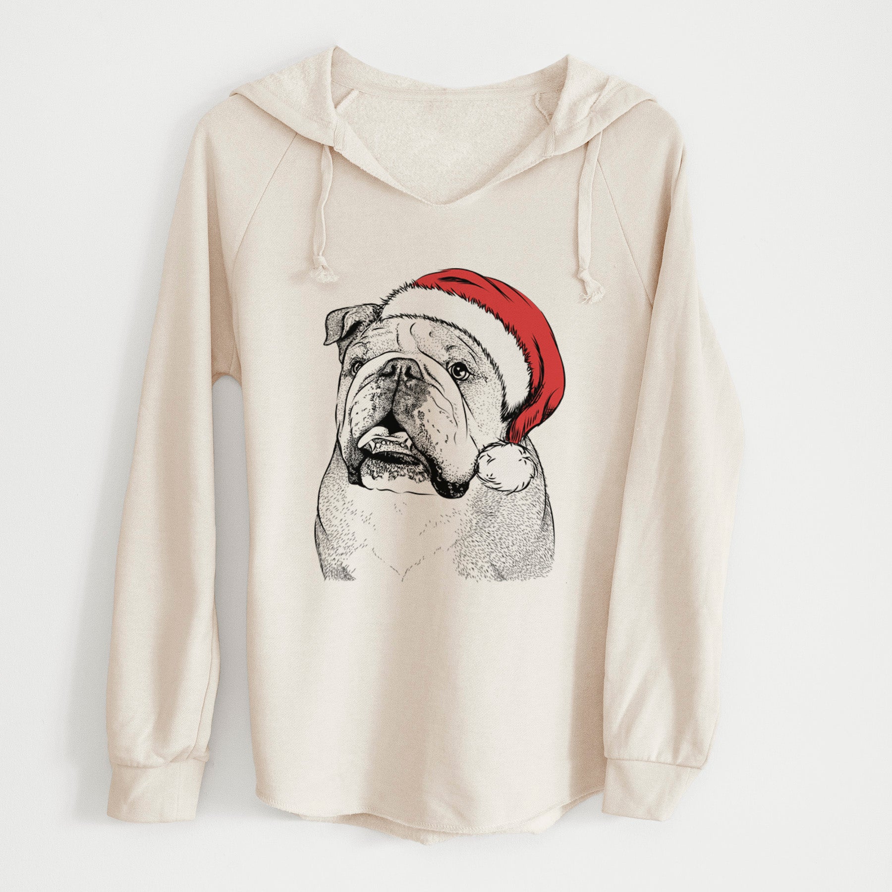 Santa Piggy the English Bulldog - Cali Wave Hooded Sweatshirt