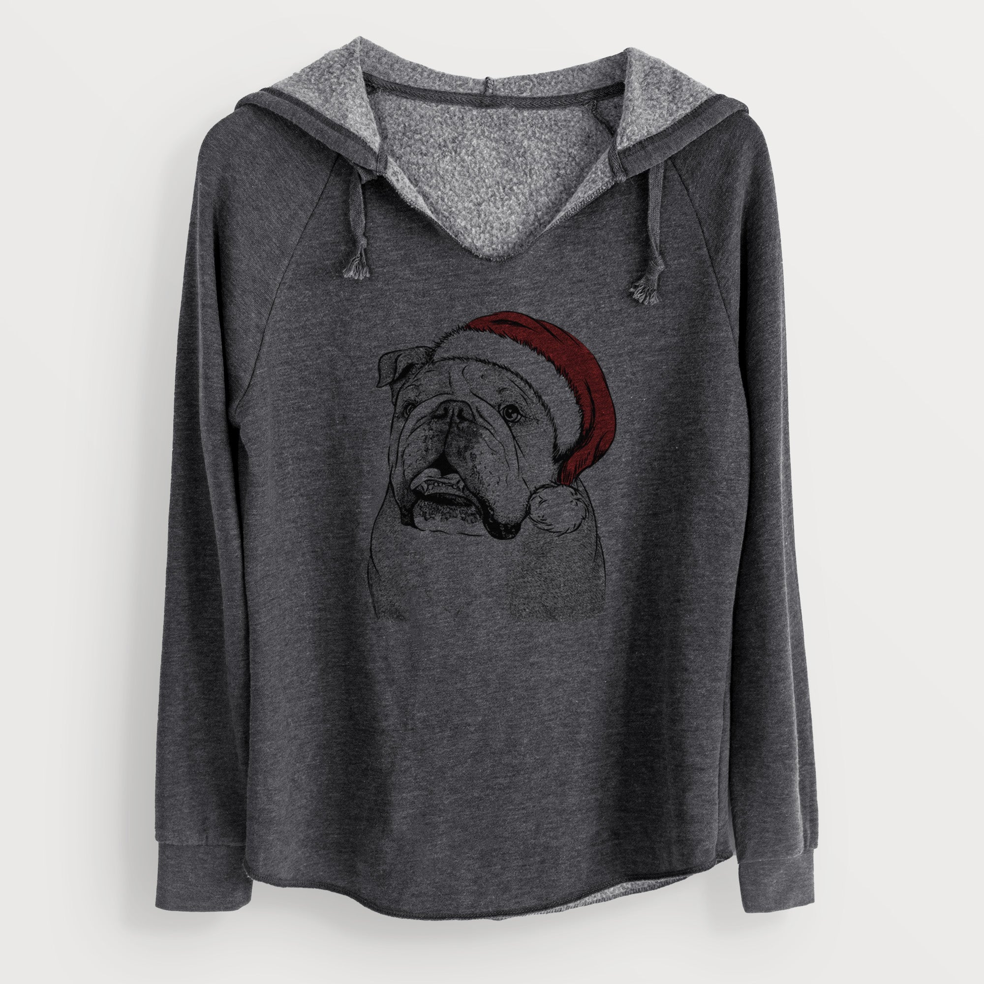 Santa Piggy the English Bulldog - Cali Wave Hooded Sweatshirt