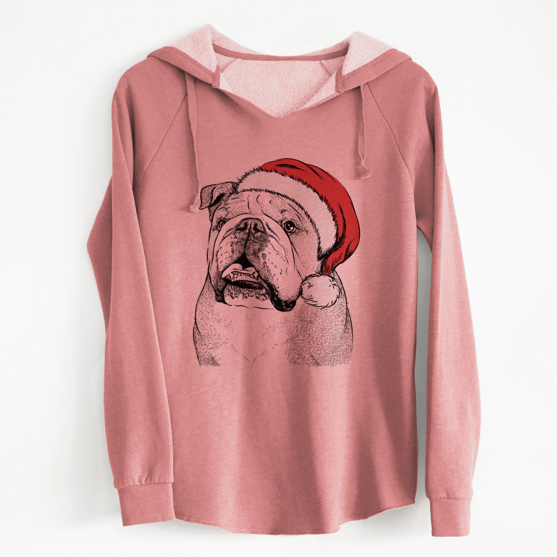 Santa Piggy the English Bulldog - Cali Wave Hooded Sweatshirt