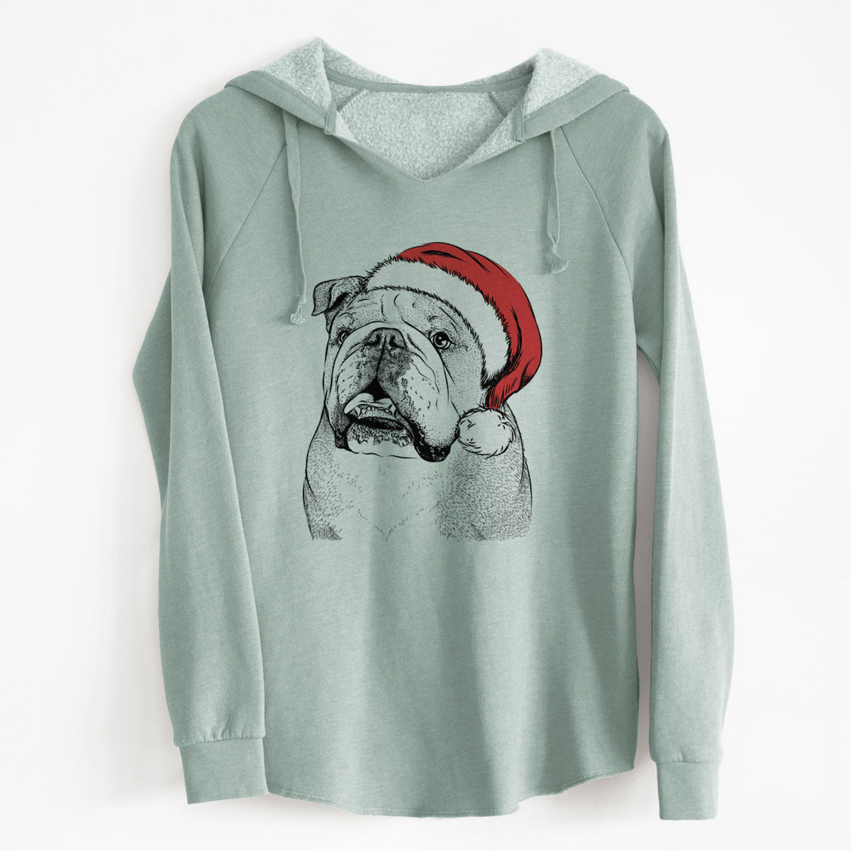 Santa Piggy the English Bulldog - Cali Wave Hooded Sweatshirt
