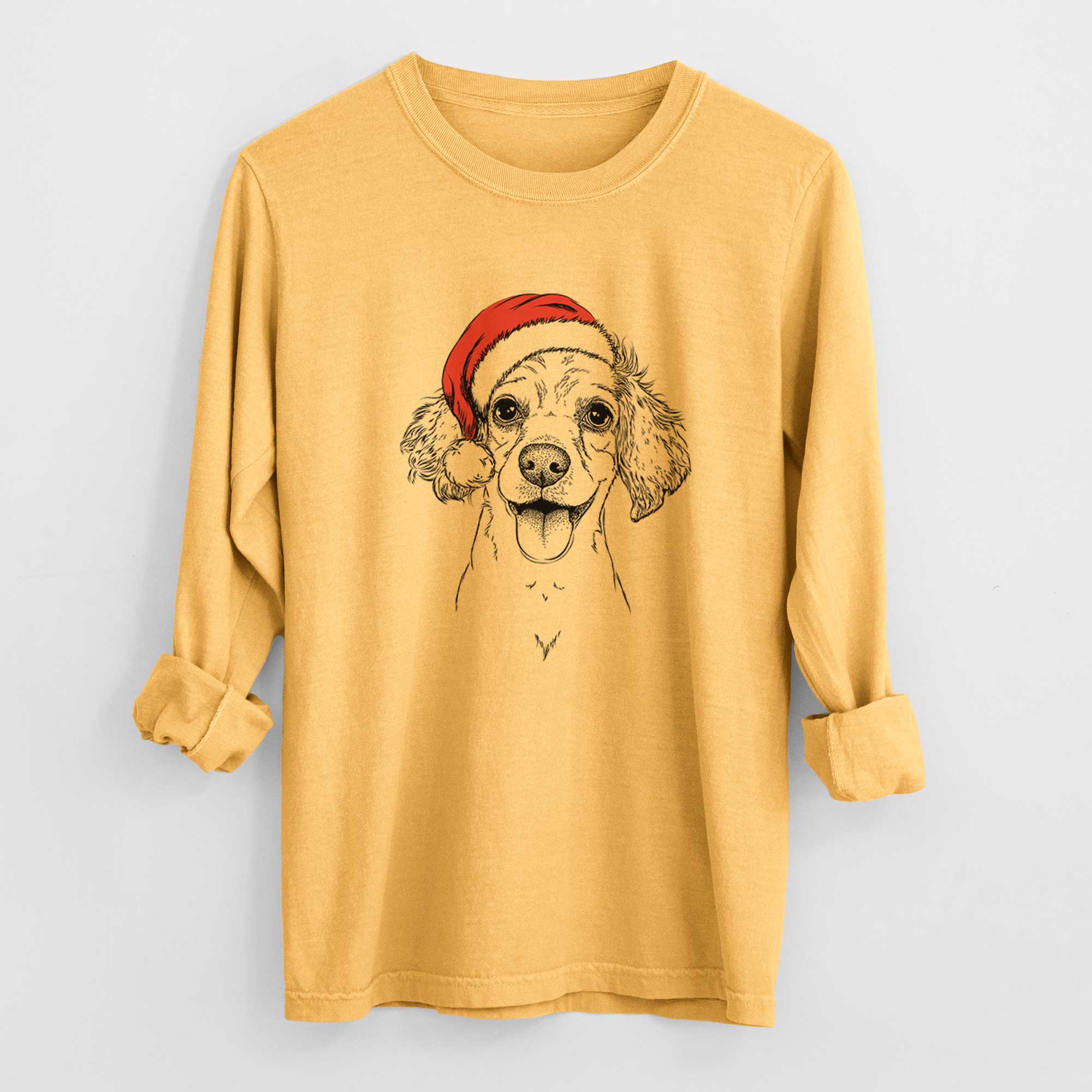 Santa Piglet the Dachshund Mix - Heavyweight 100% Cotton Long Sleeve