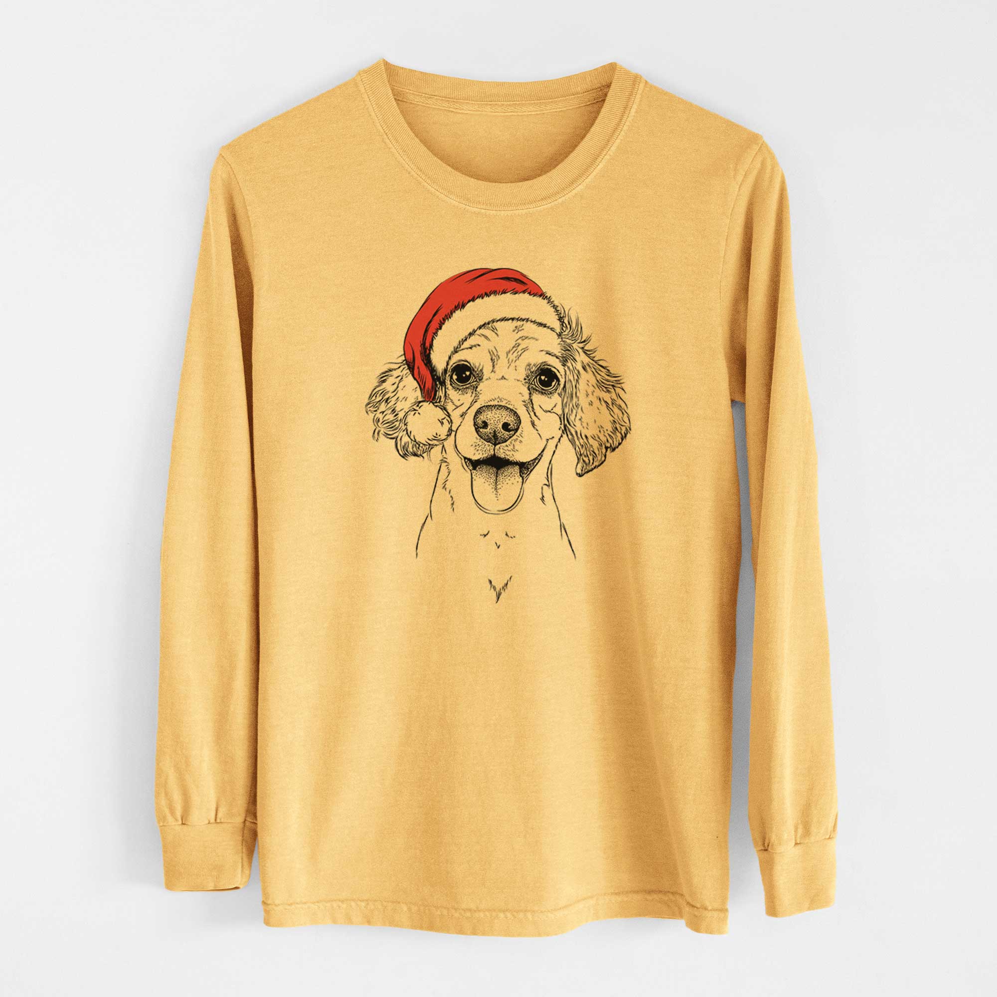 Santa Piglet the Dachshund Mix - Heavyweight 100% Cotton Long Sleeve