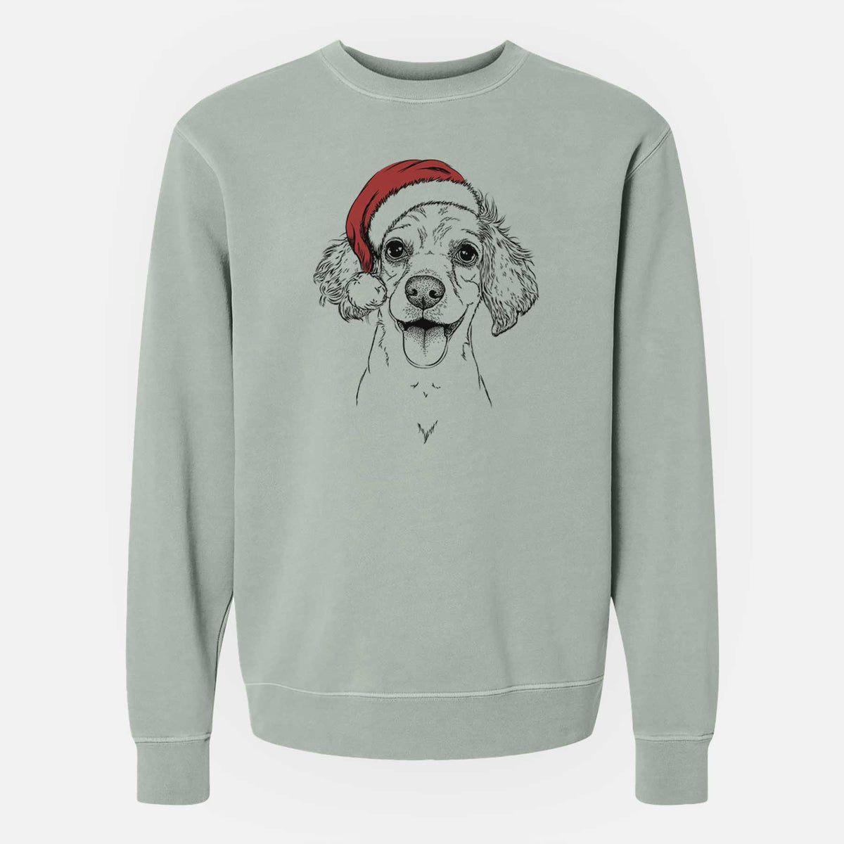 Santa Piglet the Dachshund Mix - Unisex Pigment Dyed Crew Sweatshirt
