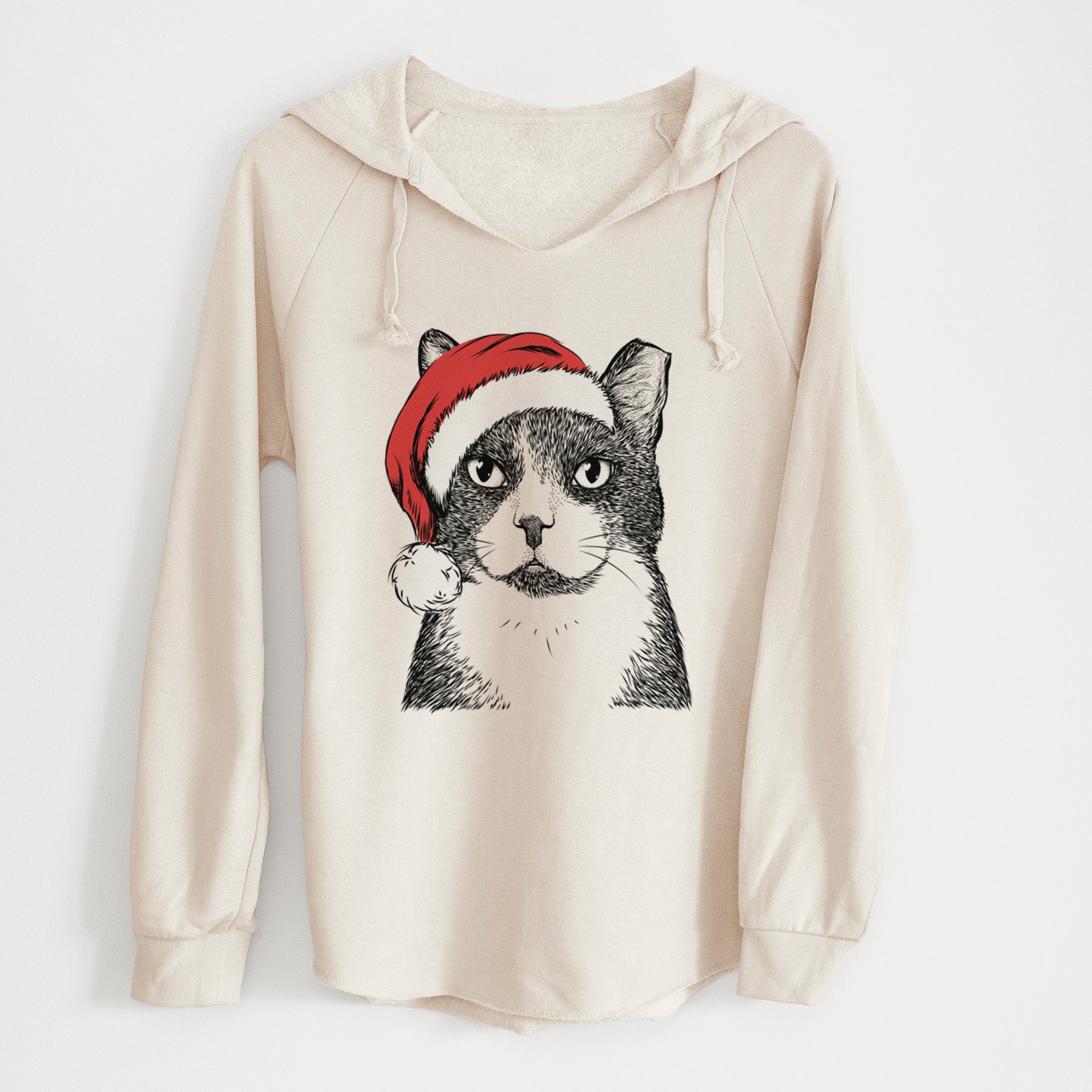 Santa Pinky the Tuxedo Cat - Cali Wave Hooded Sweatshirt