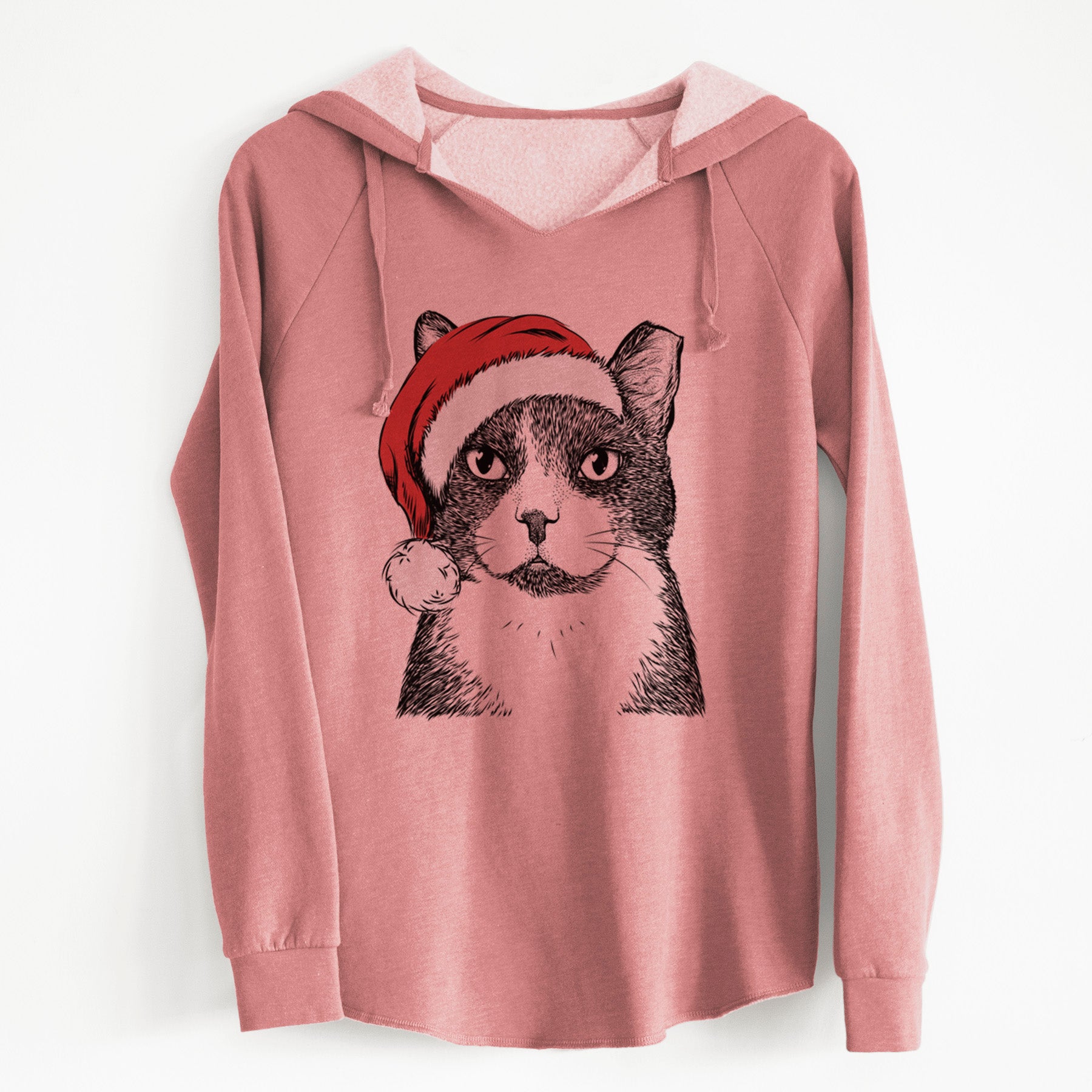 Santa Pinky the Tuxedo Cat - Cali Wave Hooded Sweatshirt