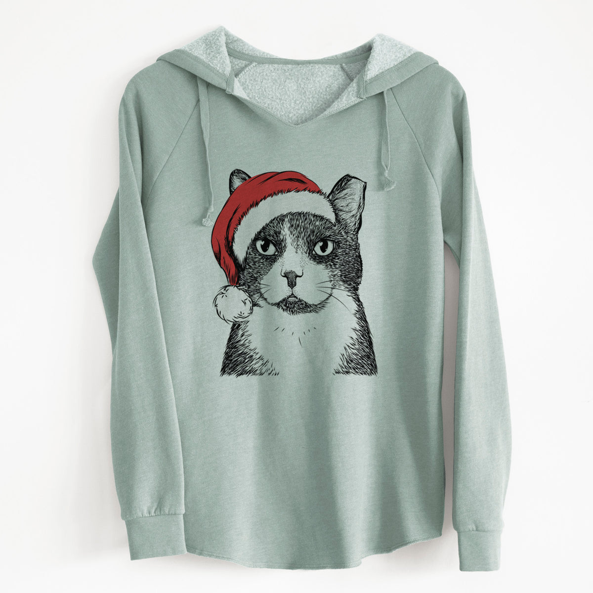 Santa Pinky the Tuxedo Cat - Cali Wave Hooded Sweatshirt