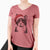 Santa Pinky the Tuxedo Cat - Women's V-neck Shirt