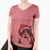 Santa Pinky the Tuxedo Cat - Women's V-neck Shirt