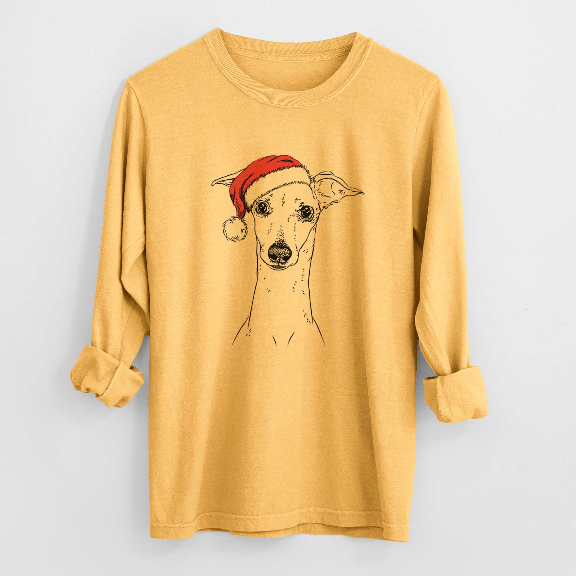 Santa Pip the Italian Greyhound - Heavyweight 100% Cotton Long Sleeve