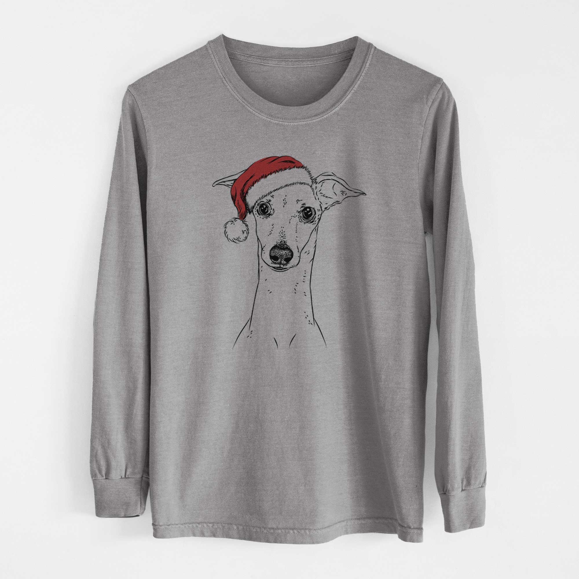 Santa Pip the Italian Greyhound - Heavyweight 100% Cotton Long Sleeve