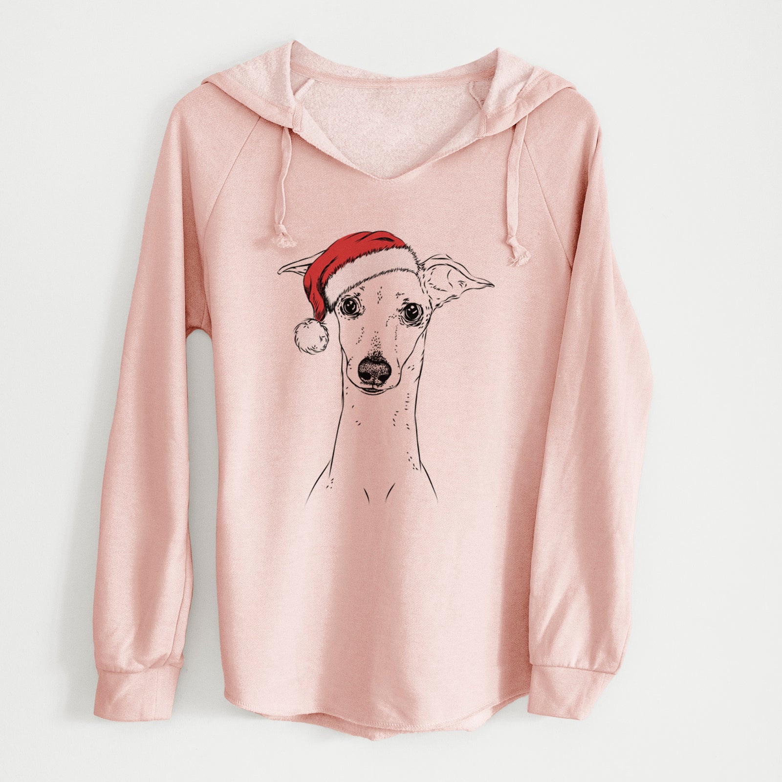 Santa Pip the Italian Greyhound - Cali Wave Hooded Sweatshirt