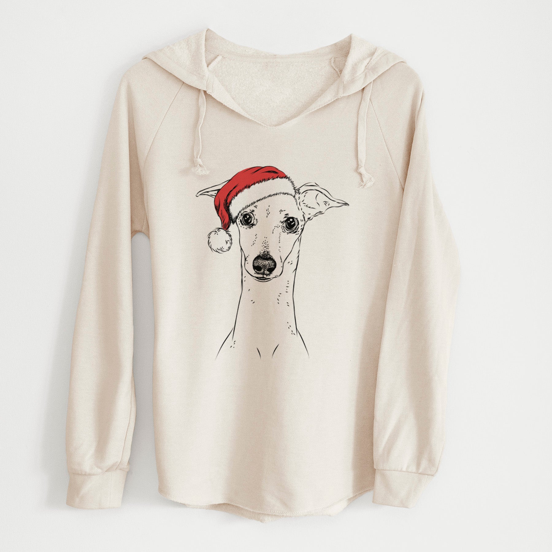 Santa Pip the Italian Greyhound - Cali Wave Hooded Sweatshirt