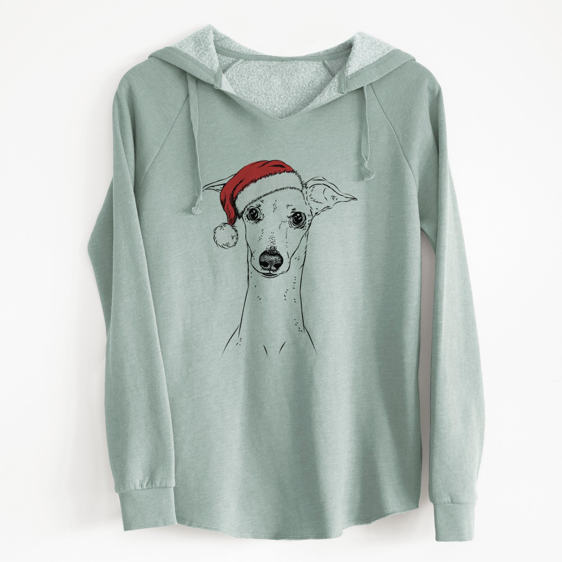 Santa Pip the Italian Greyhound - Cali Wave Hooded Sweatshirt