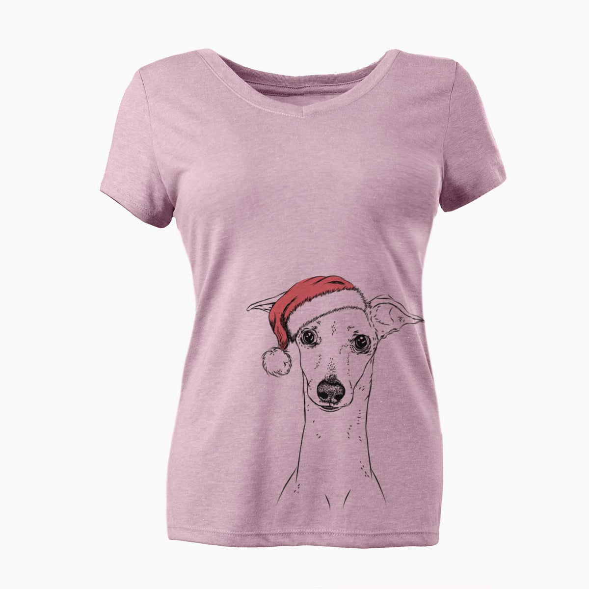 Santa Pip the Italian Greyhound - Women's V-neck Shirt