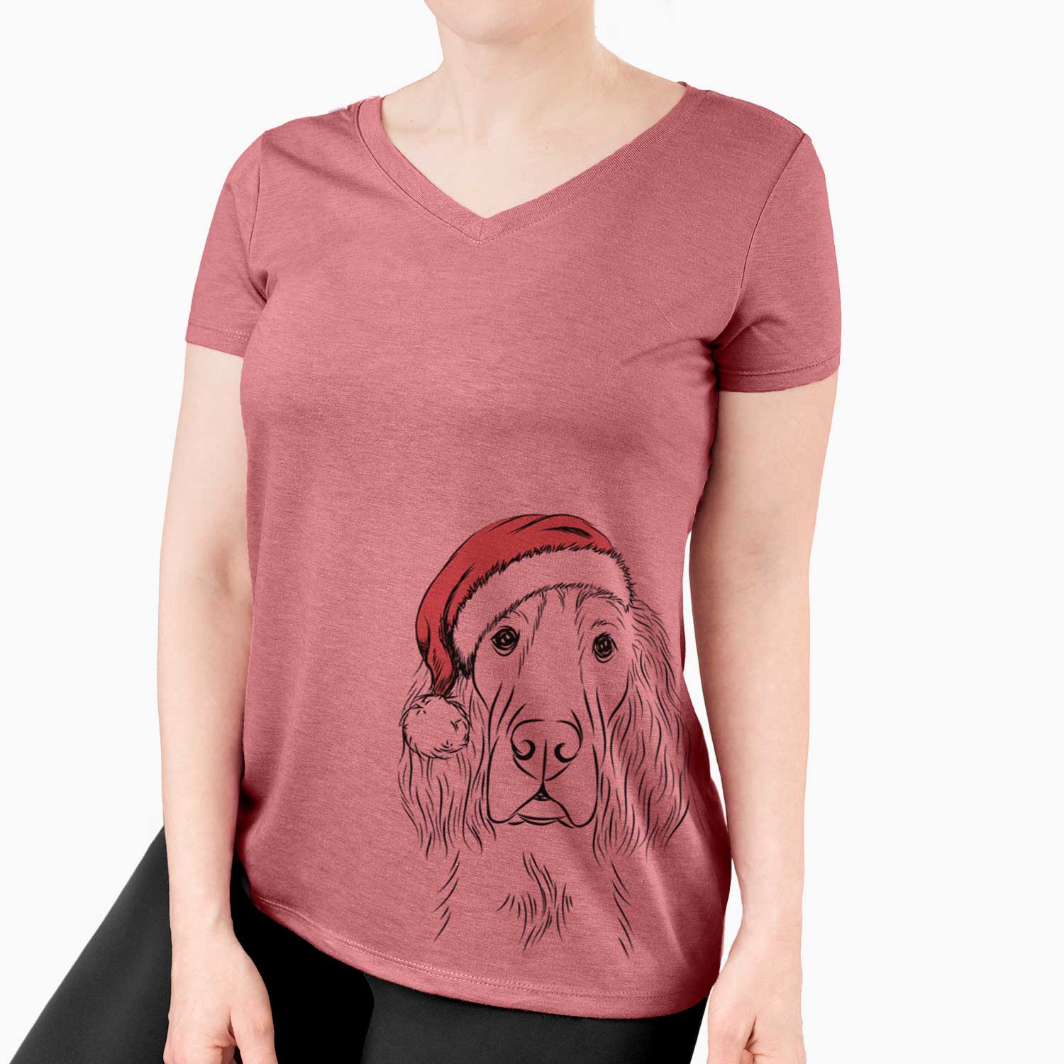 Santa Piper the Irish Setter - Women's V-neck Shirt