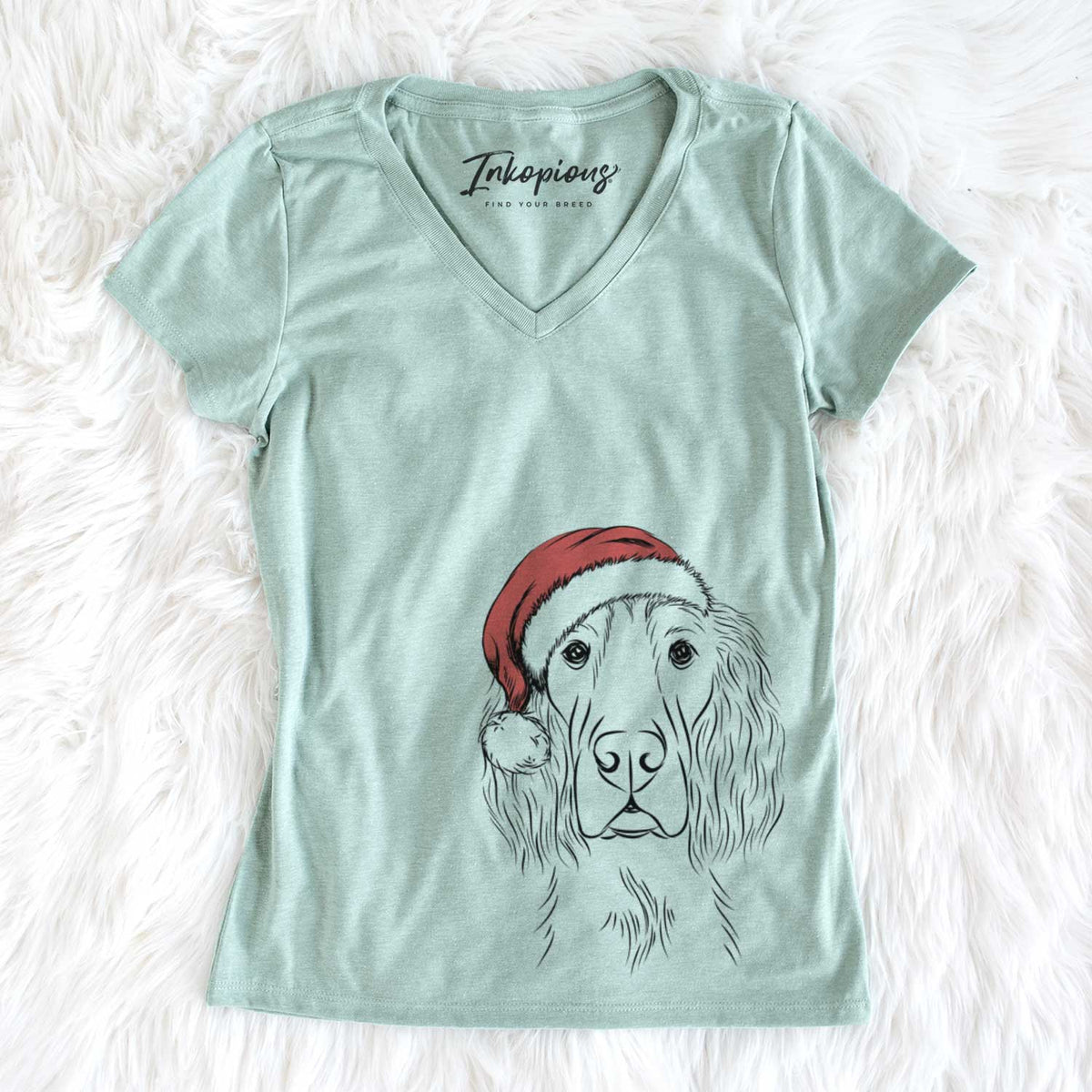 Santa Piper the Irish Setter - Women&#39;s V-neck Shirt