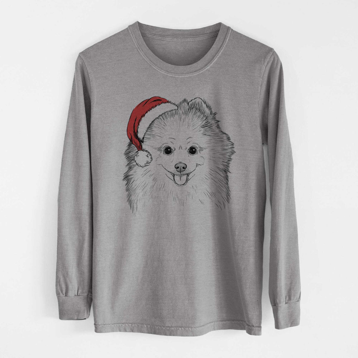 Santa Piper Jo the Pomeranian - Heavyweight 100% Cotton Long Sleeve