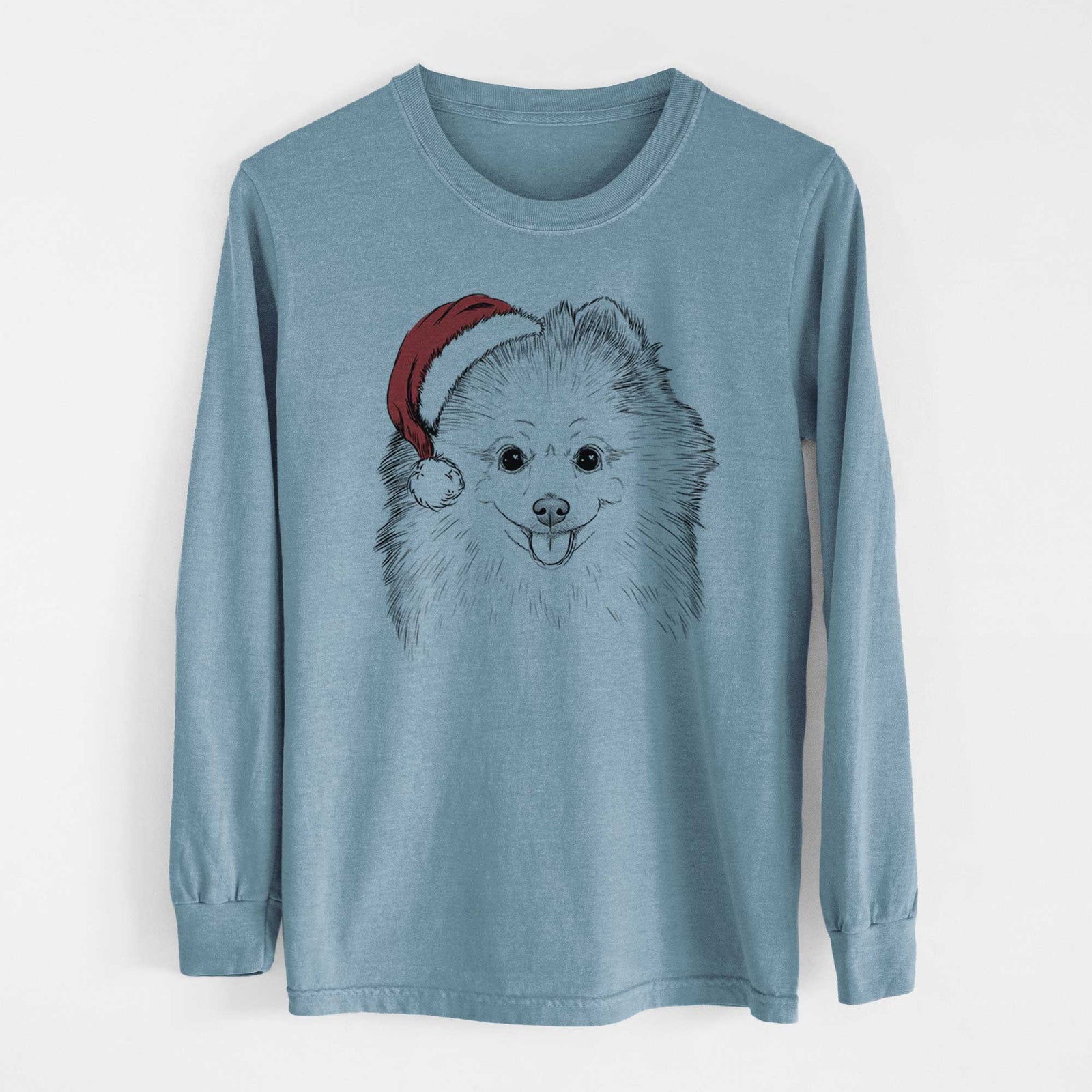 Santa Piper Jo the Pomeranian - Heavyweight 100% Cotton Long Sleeve