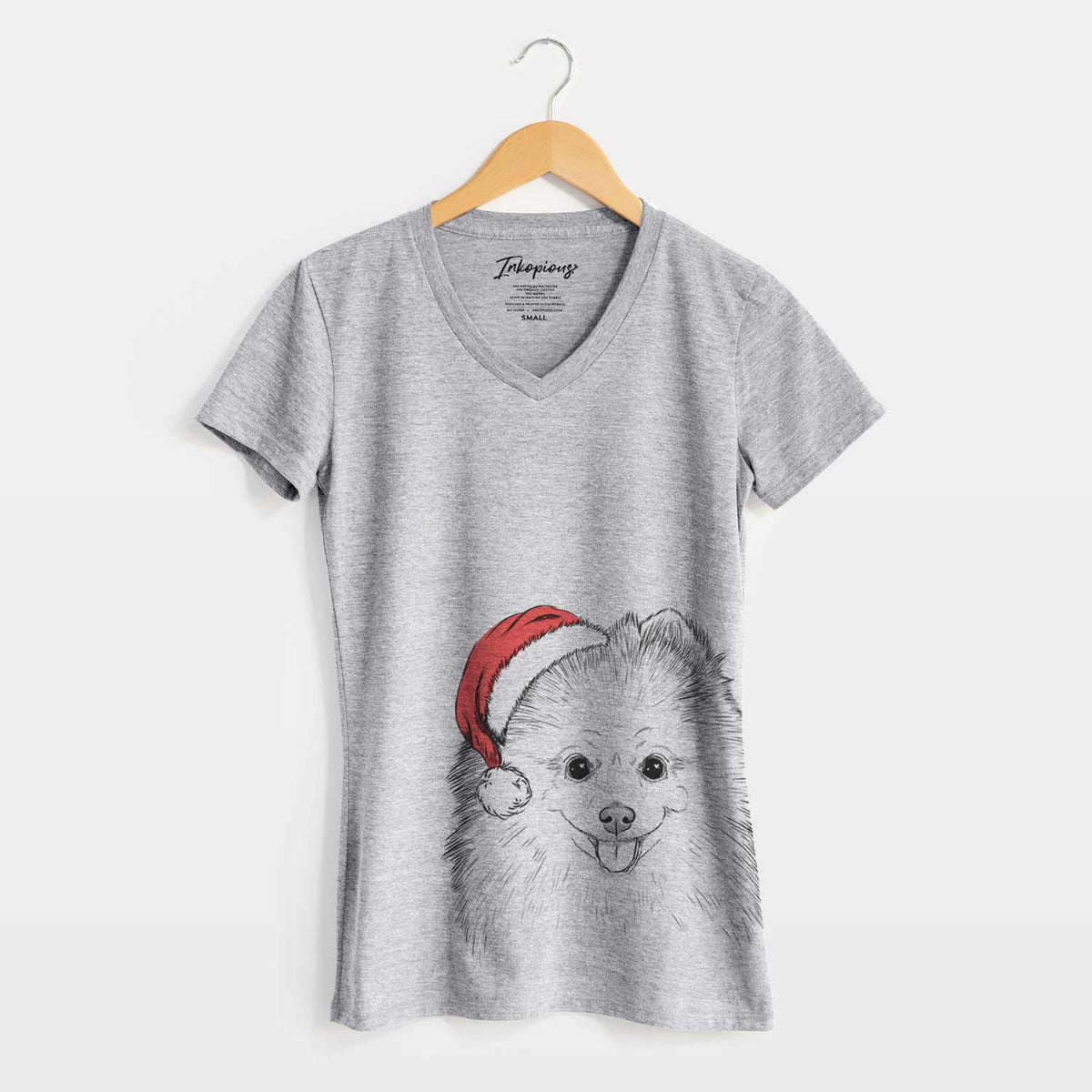 Santa Piper Jo the Pomeranian - Women's V-neck Shirt