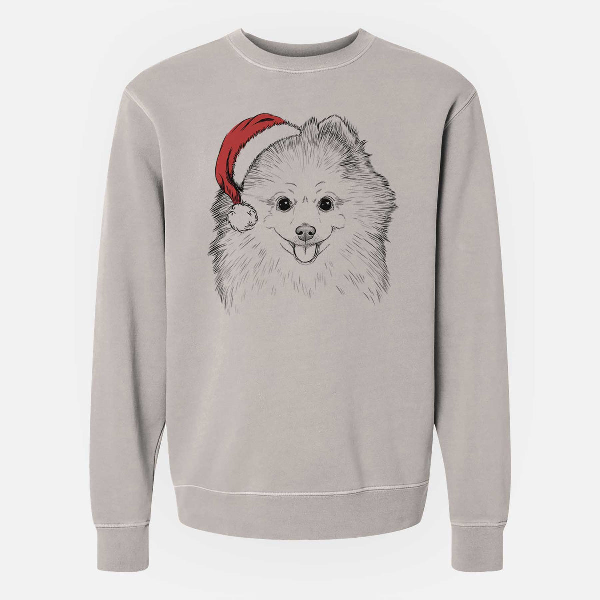 Santa Piper Jo the Pomeranian - Unisex Pigment Dyed Crew Sweatshirt
