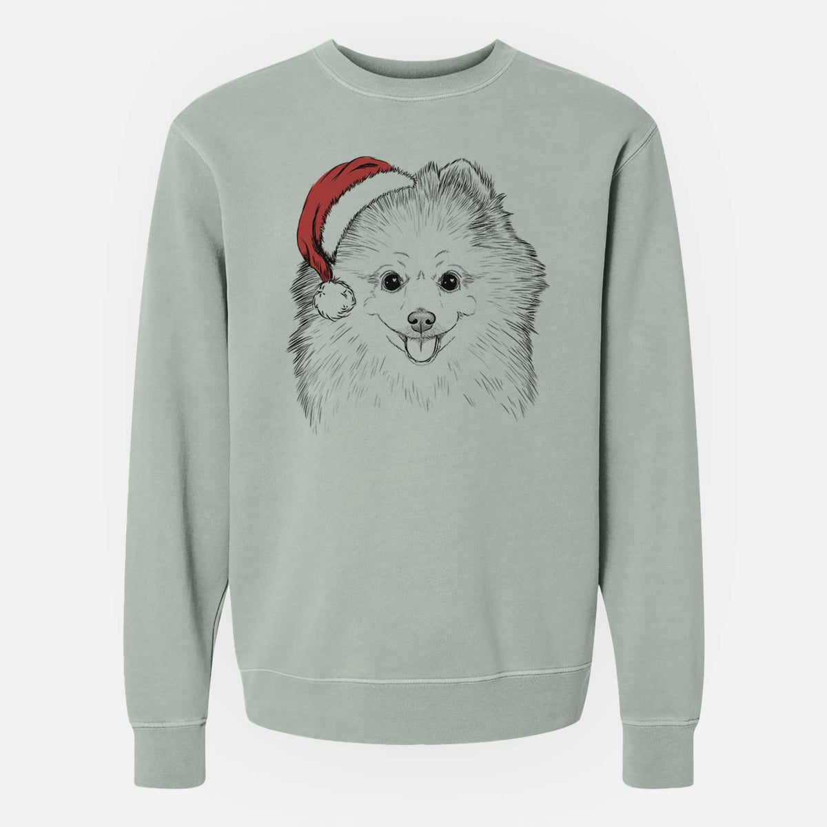 Santa Piper Jo the Pomeranian - Unisex Pigment Dyed Crew Sweatshirt