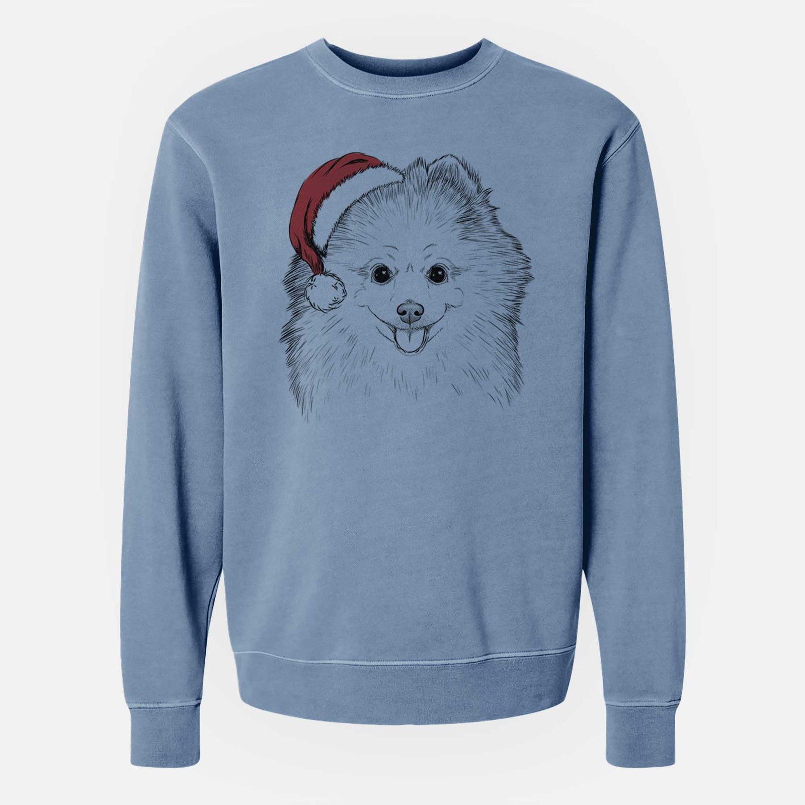 Santa Piper Jo the Pomeranian - Unisex Pigment Dyed Crew Sweatshirt