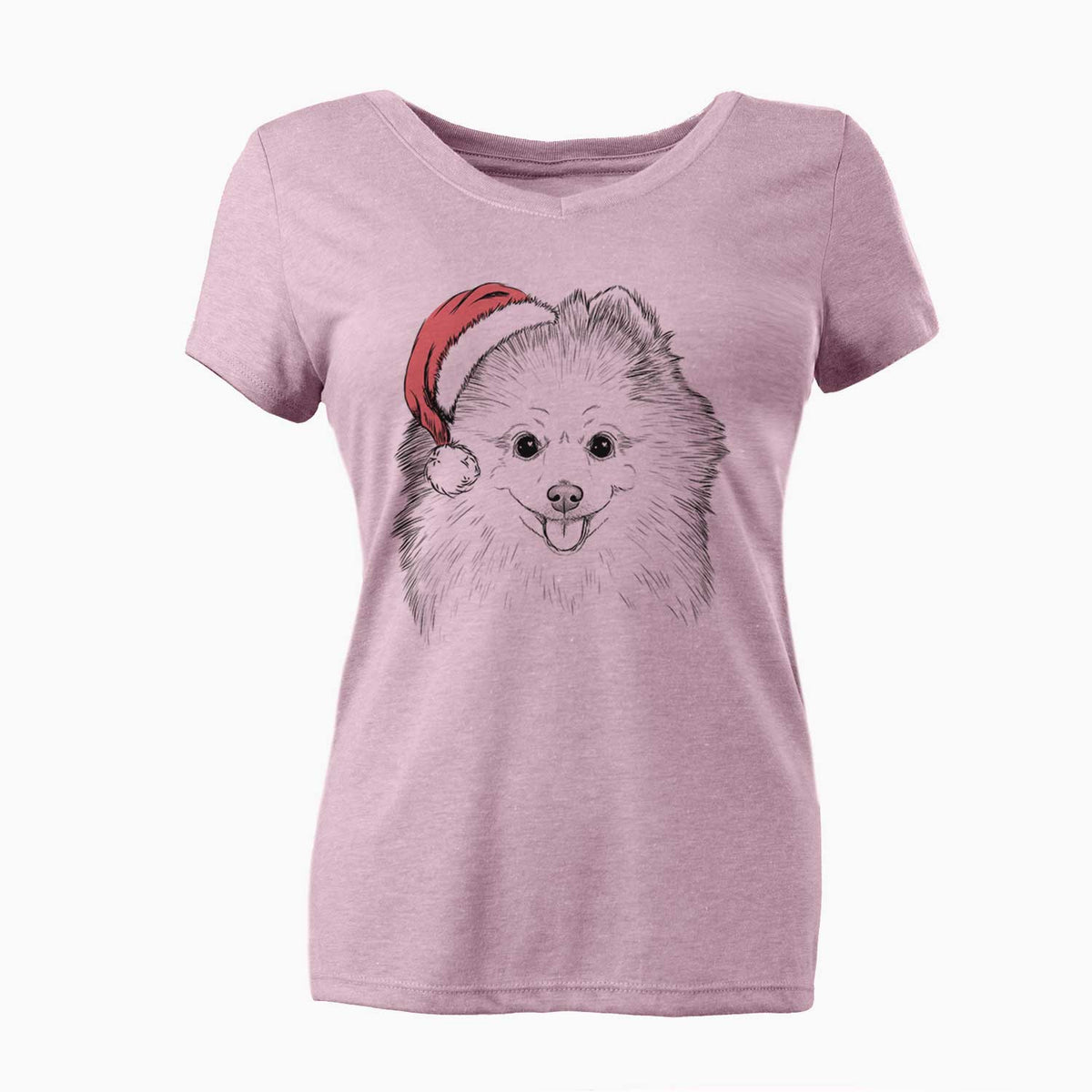 Santa Piper Jo the Pomeranian - Women's V-neck Shirt