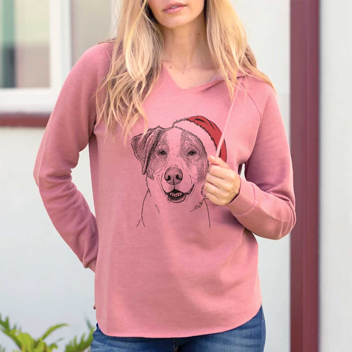 Santa Piper Pilot the Hound Mix - Cali Wave Hooded Sweatshirt