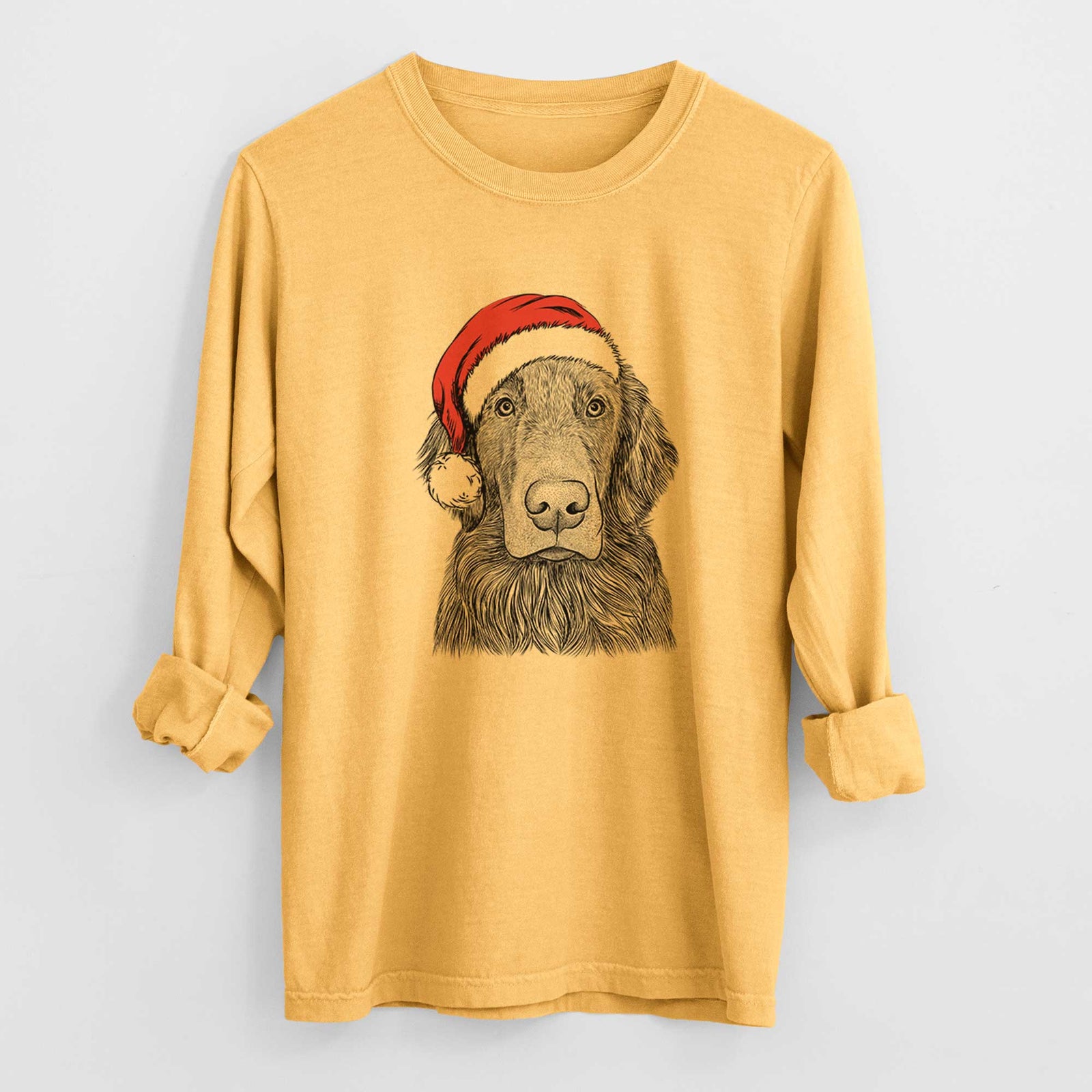 Santa Pippin the Flat Coated Retriever - Heavyweight 100% Cotton Long Sleeve